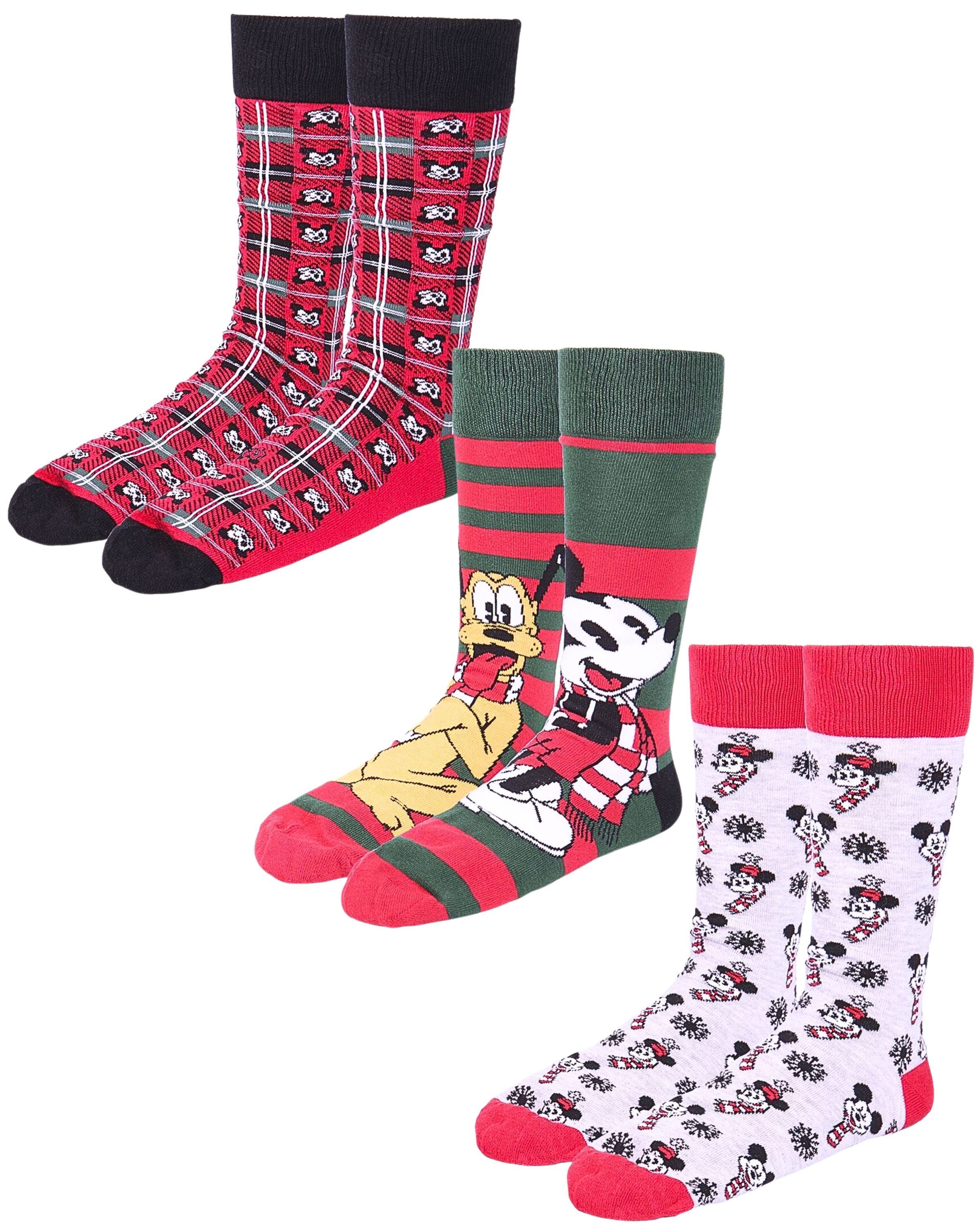 im Mickey Strümpfe (3-Paar) 40-46 Weihnachtsset Mouse Micky Gr. Maus Socken Geschenkkarton Disney