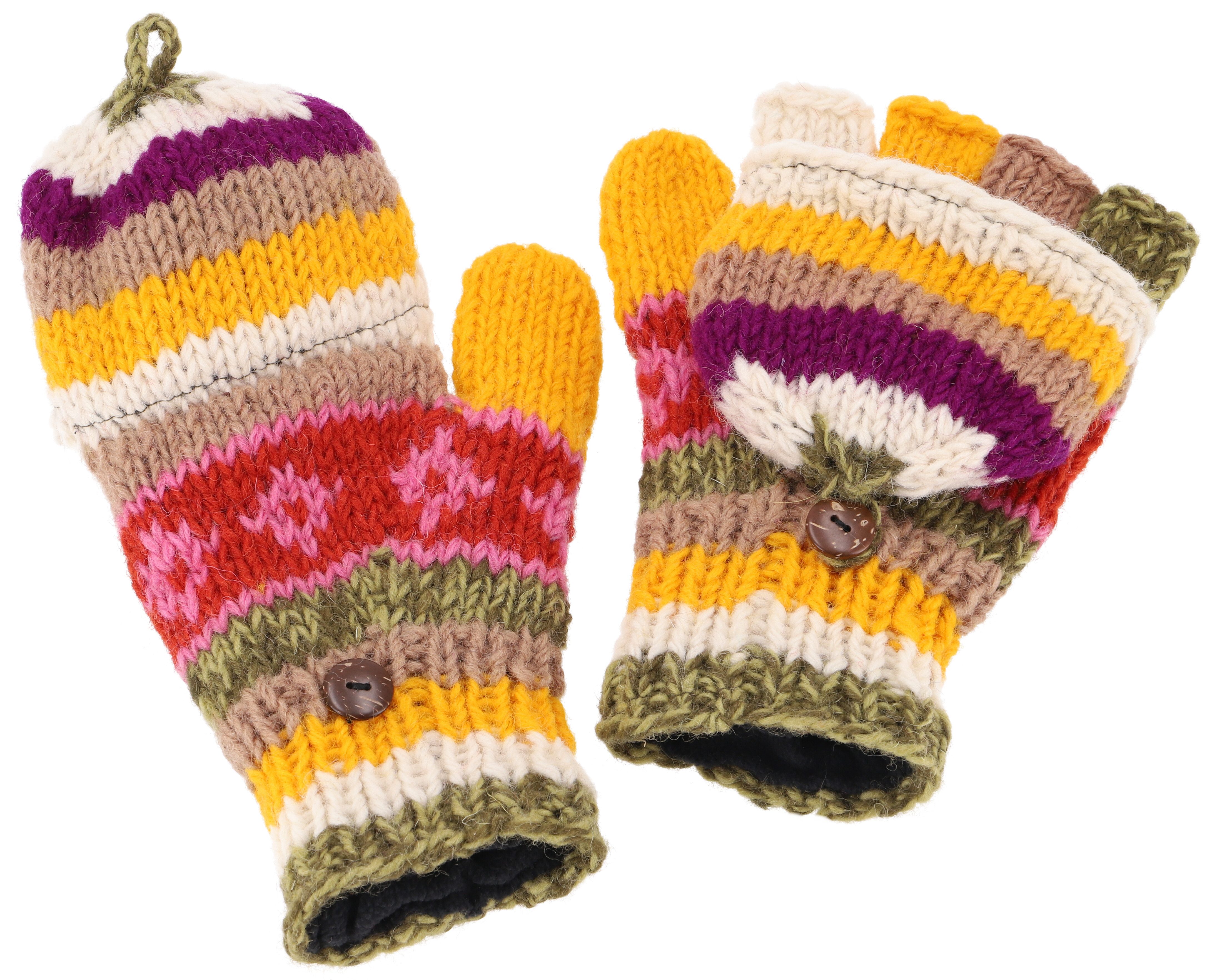 Guru-Shop Strickhandschuhe Handgestrickte Handschuhe, Klapphandschuhe.. günstig online kaufen