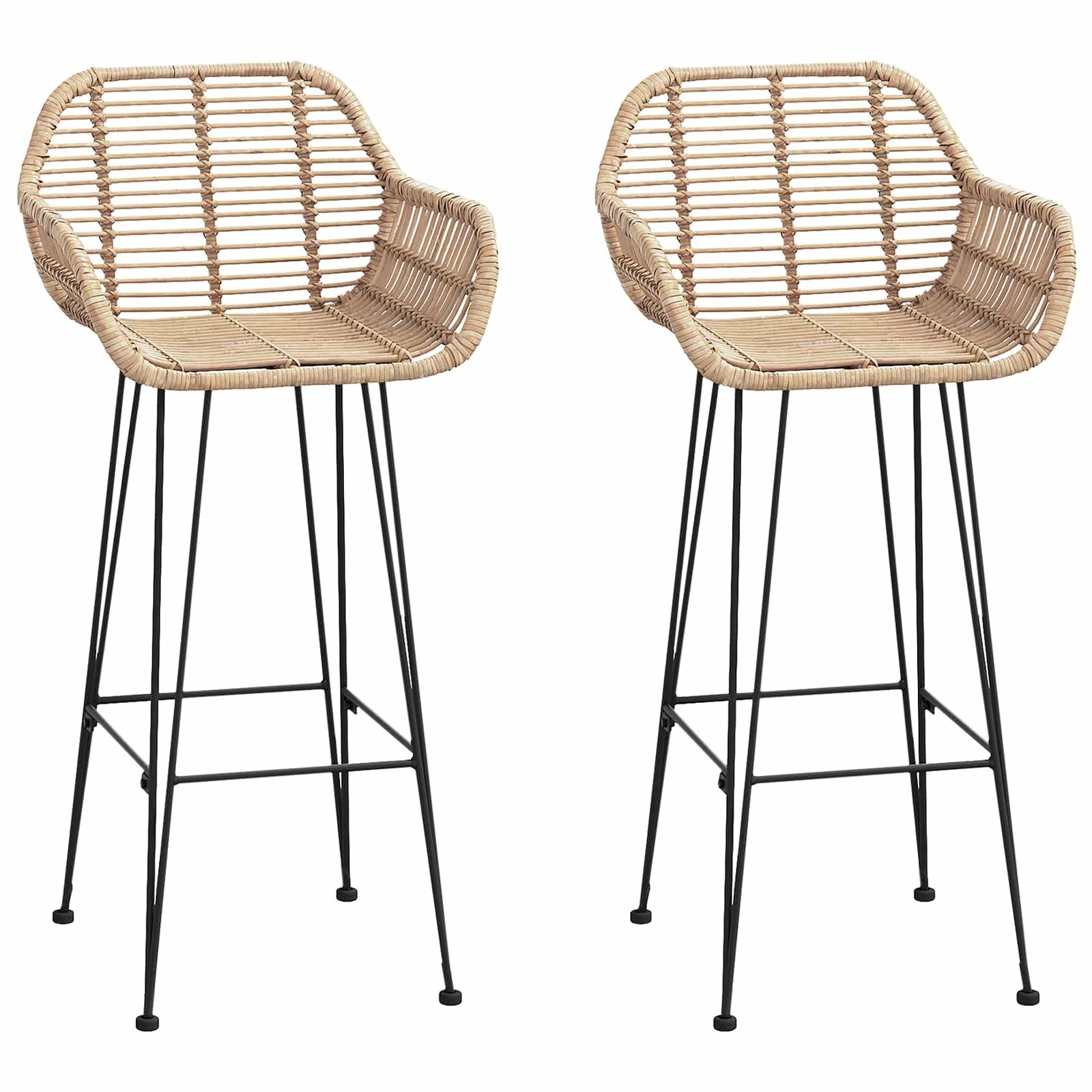 vidaXL Barhocker Barstuhl 2 pcs 55 x 52 x 105 cm Rattan und Eisen (2 St)