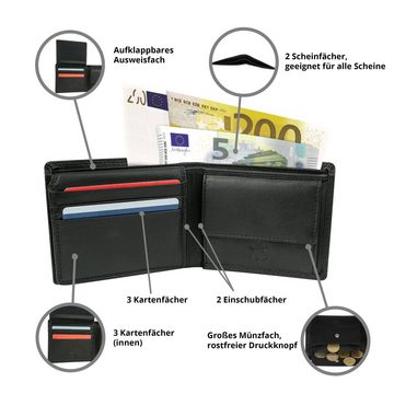 MOKIES Geldbörse Herren Portemonnaie GN107 Premium Nappa (querformat), 100% Echt-Leder, Premium Nappa-Leder, RFID-/NFC-Schutz
