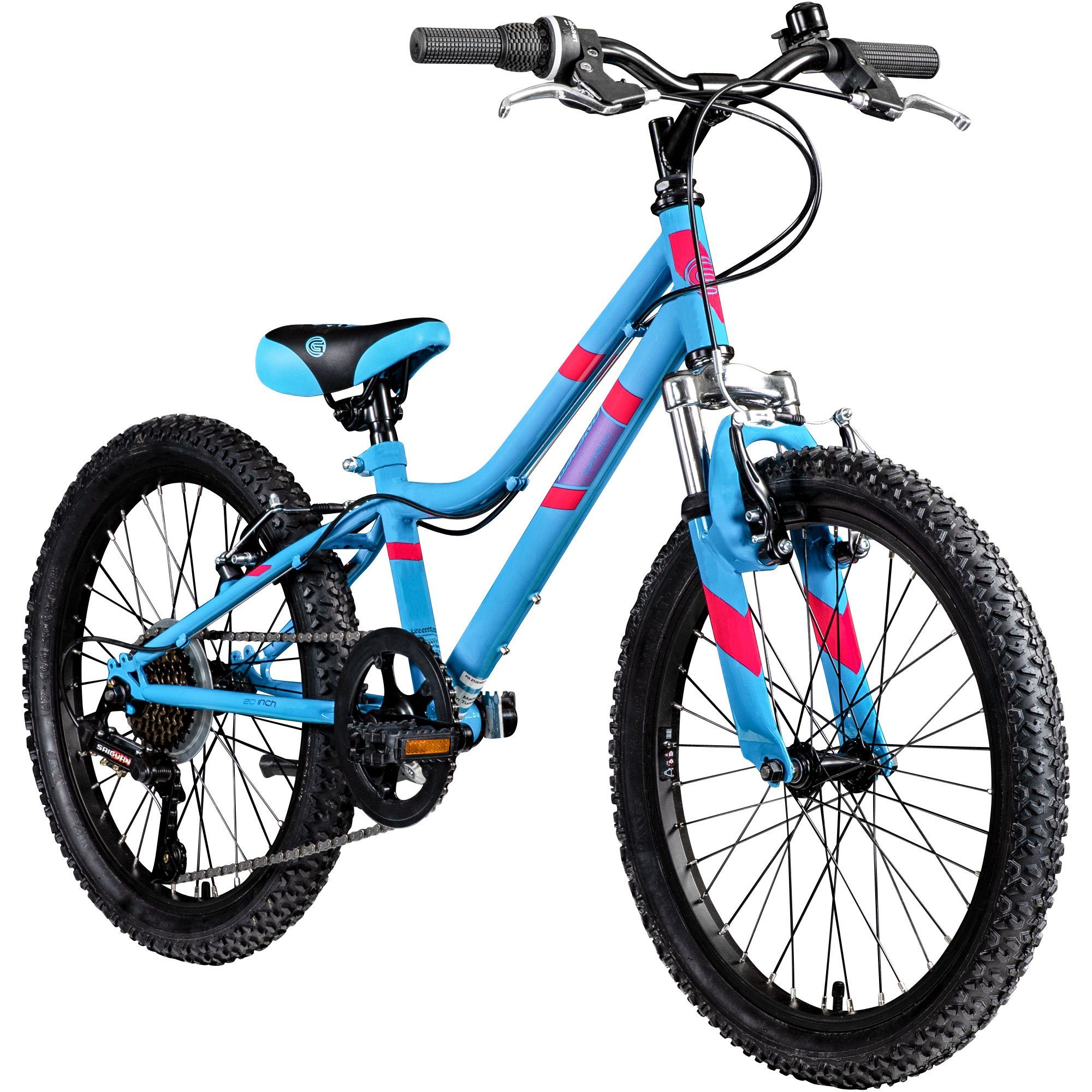 Galano Mountainbike GA20, 7 Gang, Kettenschaltung, Kinderfahrrad 20 Zoll 120 - 135 cm Mädchen Jungen Fahrrad ab 5 Jahre blau