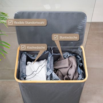 bremermann Wäschekorb Wäschesammler mit herausnehmbarem Sack und Deckel ca. 145 Liter, grau