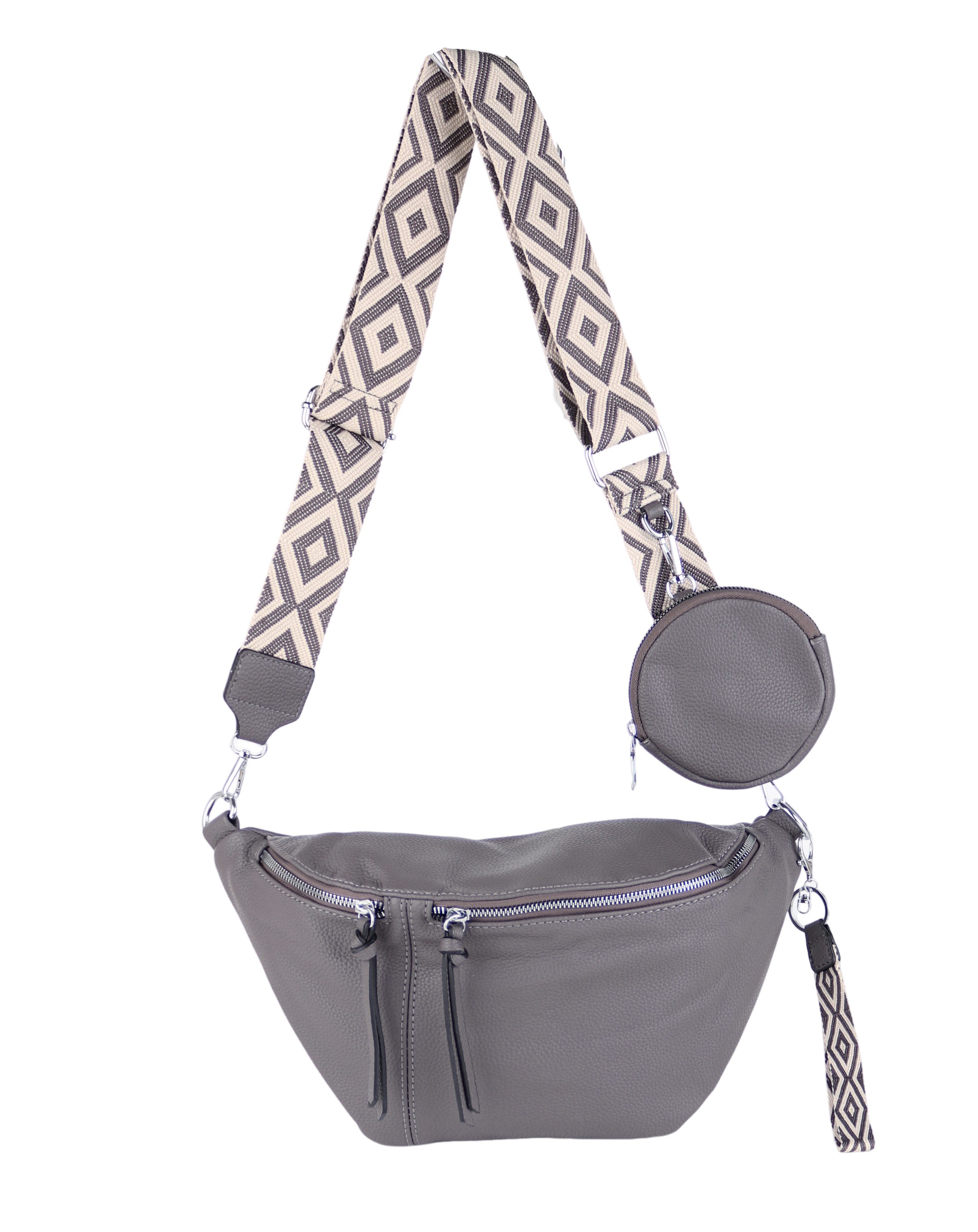 MIRROSI Bauchtasche Damen Taschen, Umhängetasche, Brusttasche, 35x19x11cm XL Veganes Leder (Schultertasche für jeden Anlass, (dazu 1x Schlüsselband und 1x Münzenbeutel), Crossbody Bag, Bohemian gemusterten & verstellbaren Schulterriemen