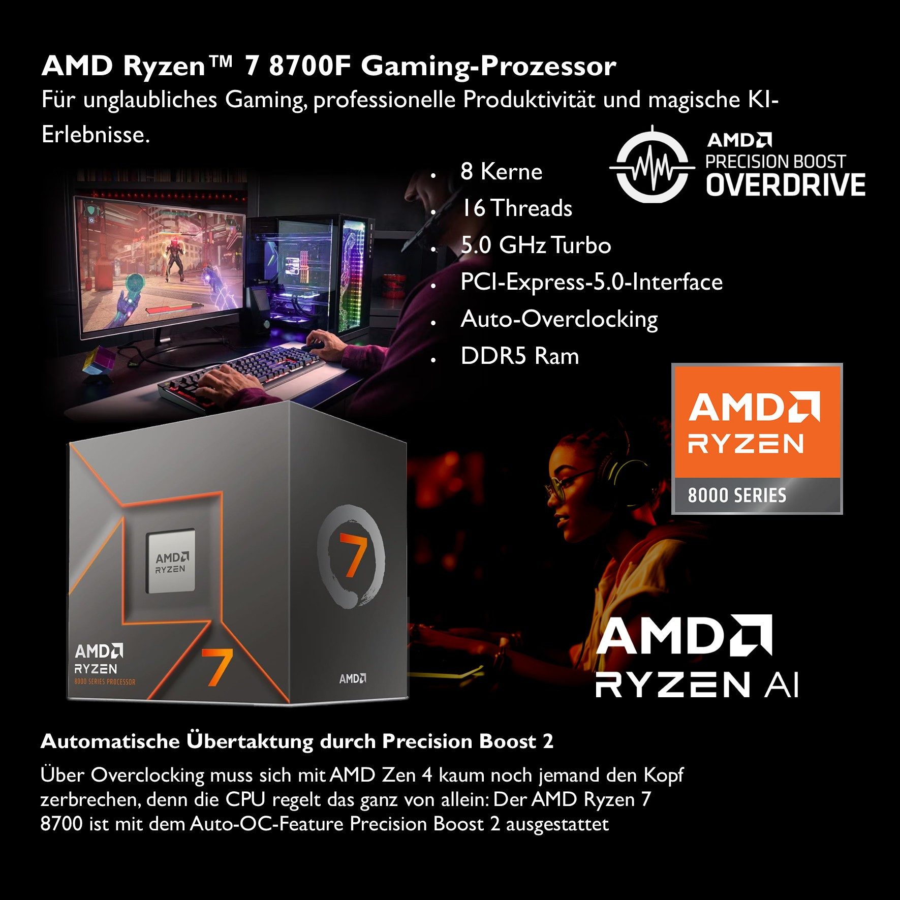Meinpc Ryzen 7 mit RTX 5070 und DDR5 Ram Gaming-PC (AMD Ryzen 7 8700, RTX 5070, 32 GB RAM, 1000 GB SSD, Luft, Windows 11 Pro, Gamer, Gaming, RGB, DDR5 Ram)