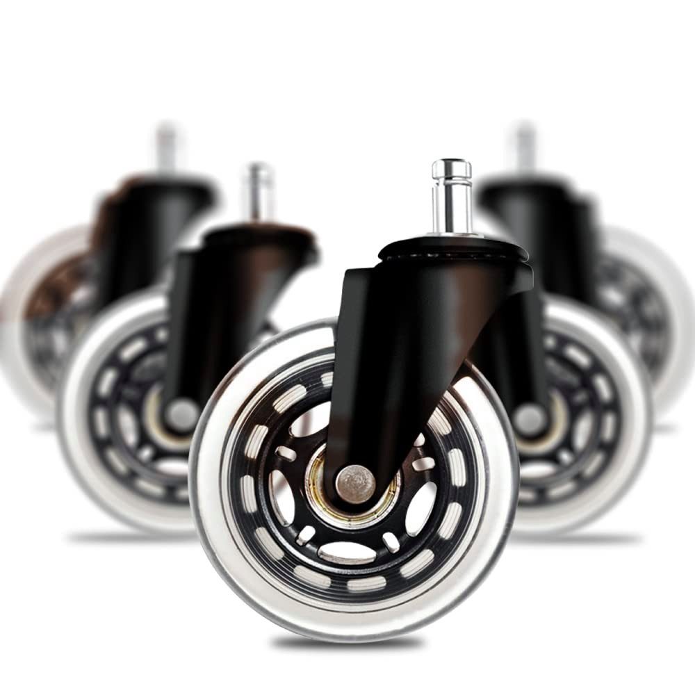 addhome Schwerlastrolle 5er Set Bürostuhlrollen 11x22mm Leise Hartbodenrollen 73mm Ø & 35mm, Premium Ersatzrollen für Parkett & Teppich Gaming- & Bürostuhl Set