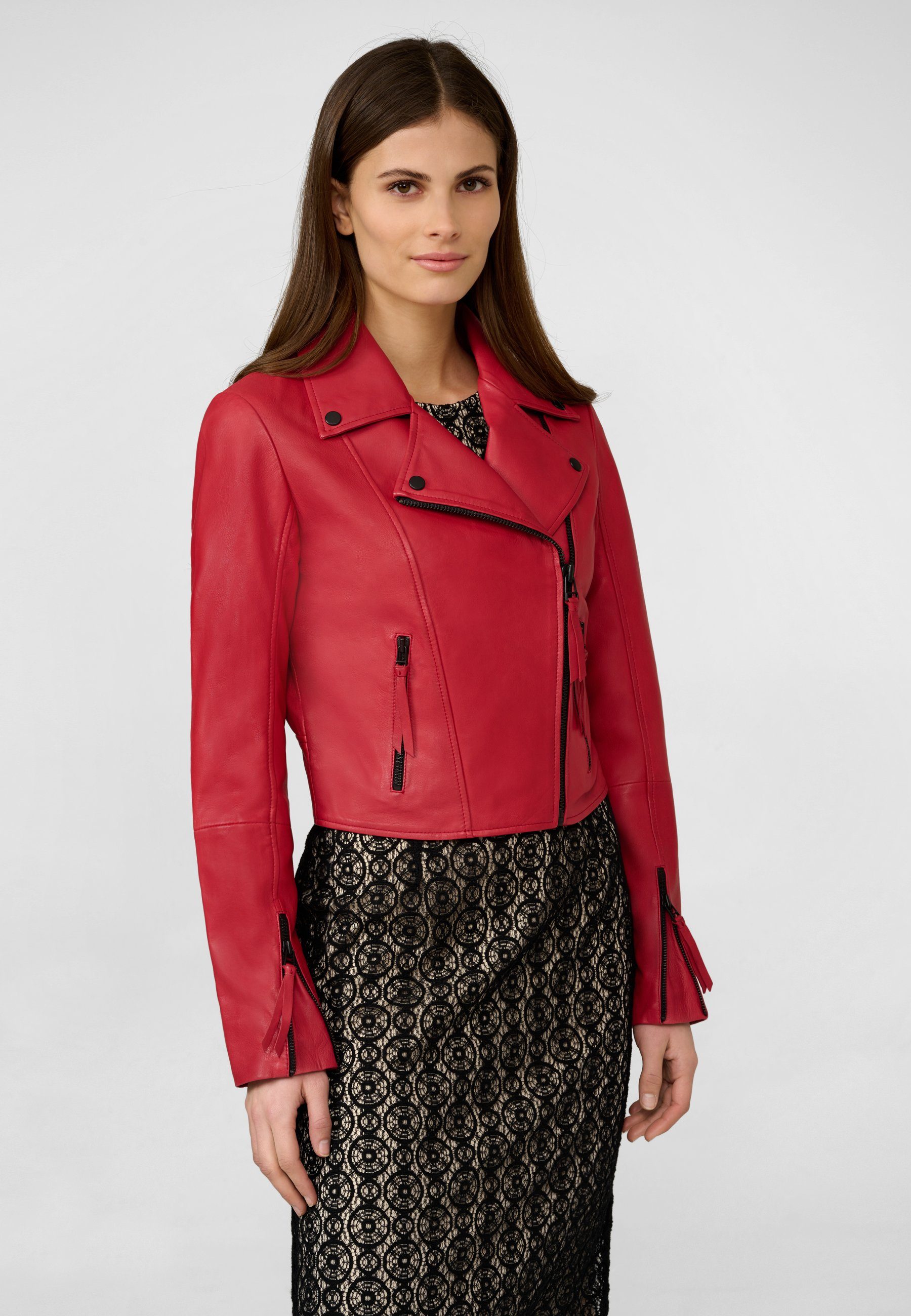 RICANO Lederjacke Alina Hochwertiges Lammleder Rot