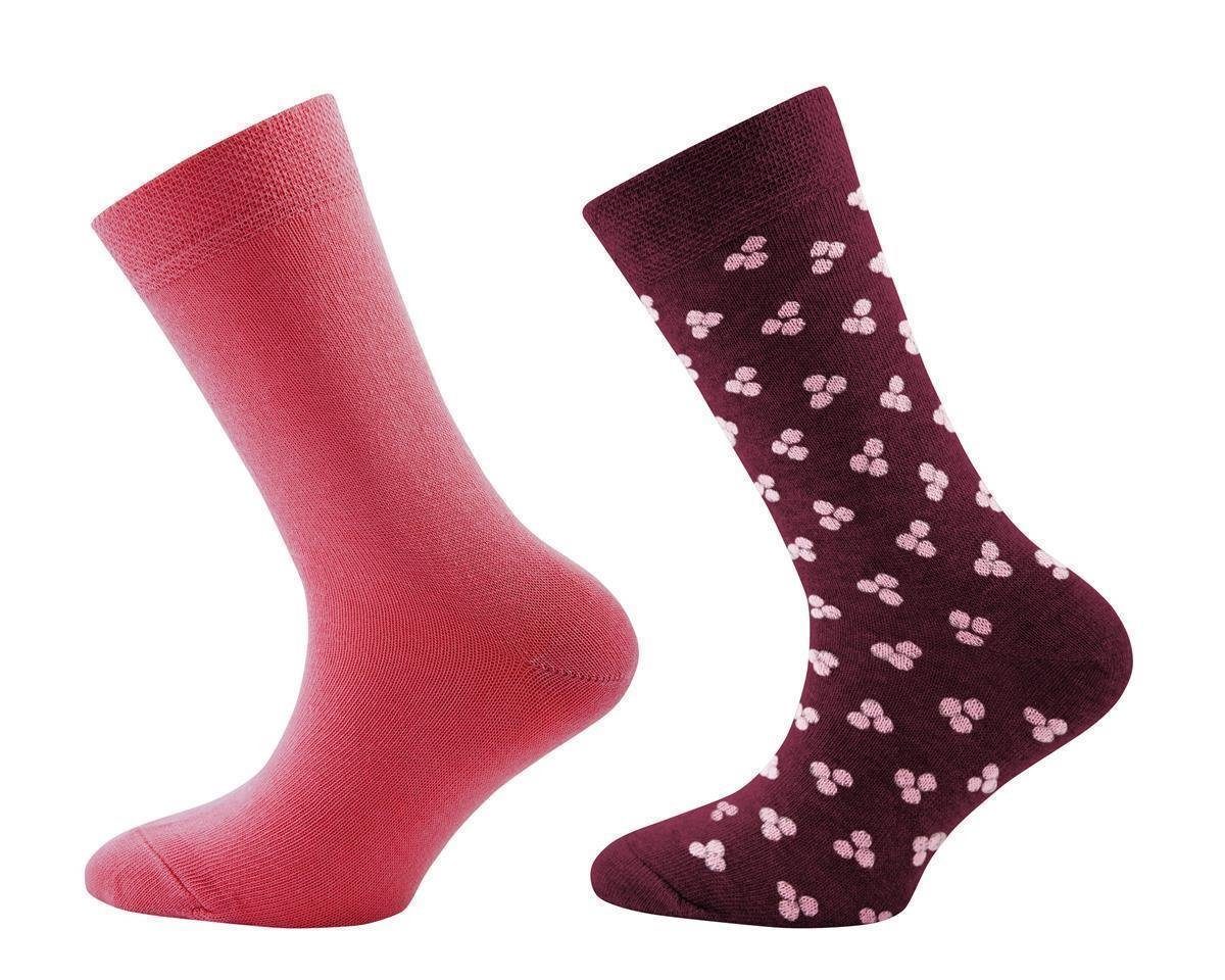 Ewers Socken Ewers Strümpfe Söckchen 2er Pack Pünktchen Uni lila rosa (2-Paar)