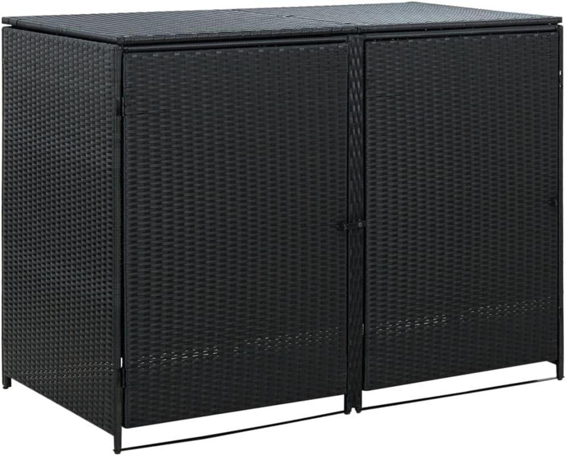 Thumbnail - LuxusKollektion Multitool Mülltonnenbox 2er Poly Rattan Gerätebox Mülltonnenverkleidung Schwarz