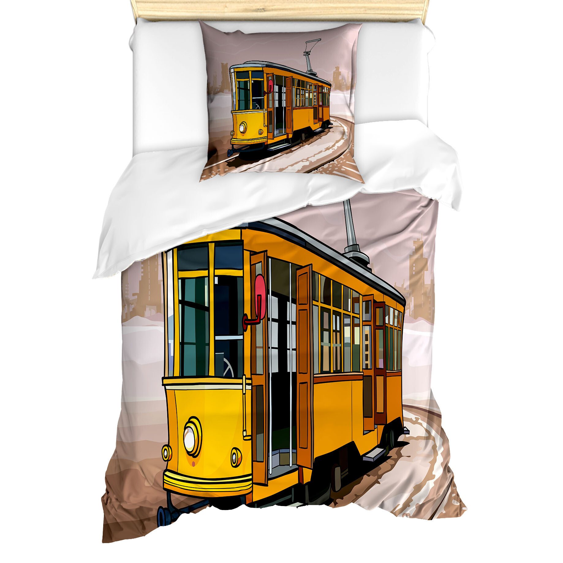 Abakuhaus Постельное белье Milbensicher Всеrgiker geeignet mit Kissenbezug, Microfaser, Modern Zug auf Schiene Roads