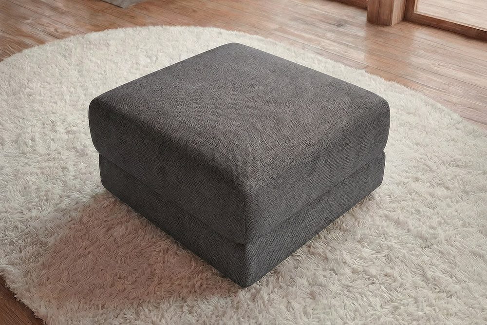 riess-ambiente Fußhocker LOFT 75cm grau - Chenille, Nosagfederung, Taschenfederkern, für Couch (Einzelartikel, 1 St), Moderner Polsterhocker - ideal für moderne Wohnzimmer & Loft-Wohnungen
