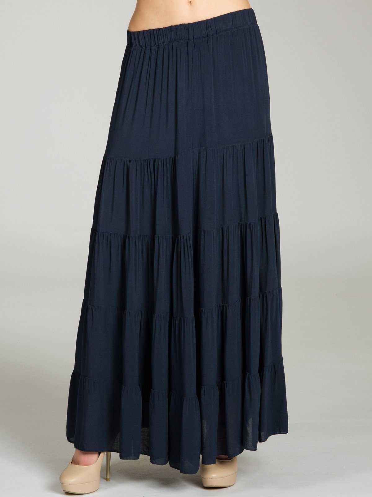 Caspar Faltenrock RO020 langer eleganter Damen Maxi Sommer Rock Maxirock - bodenlang bei ca. 157 cm Körpergröße