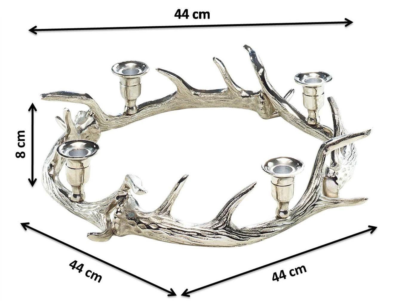 Kranz Kerzenständer Metall HIRSCH Kerzenhalter (silber) aus Kobolo rund