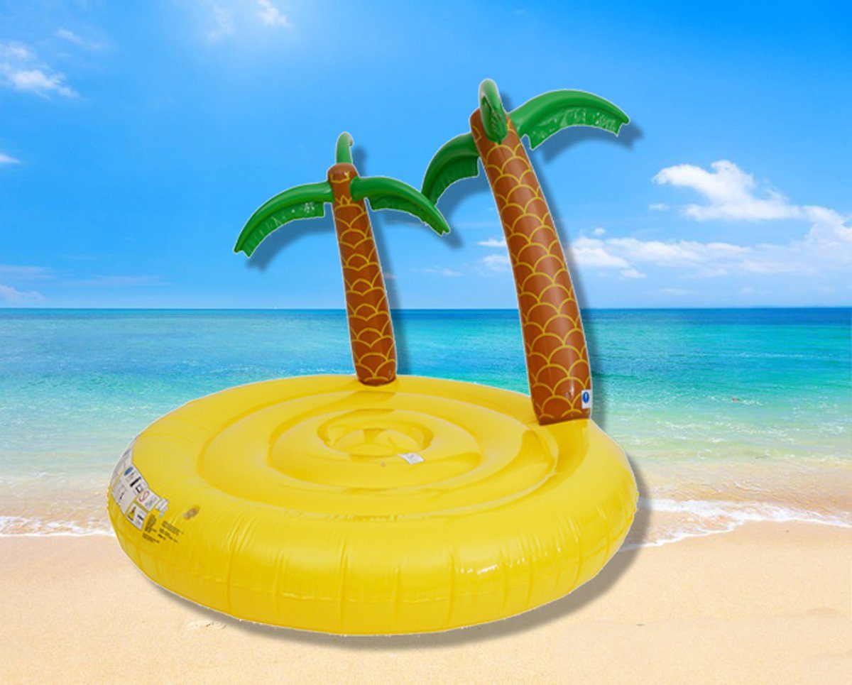 heimtexland Luftmatratze XL Badeinsel mit 2 Palmen Ø 175 cm Schwimminsel,  (Typ783, 1-St), Wasserspielzeug für Strand und Pool, Partydekoration  Tropical Summer