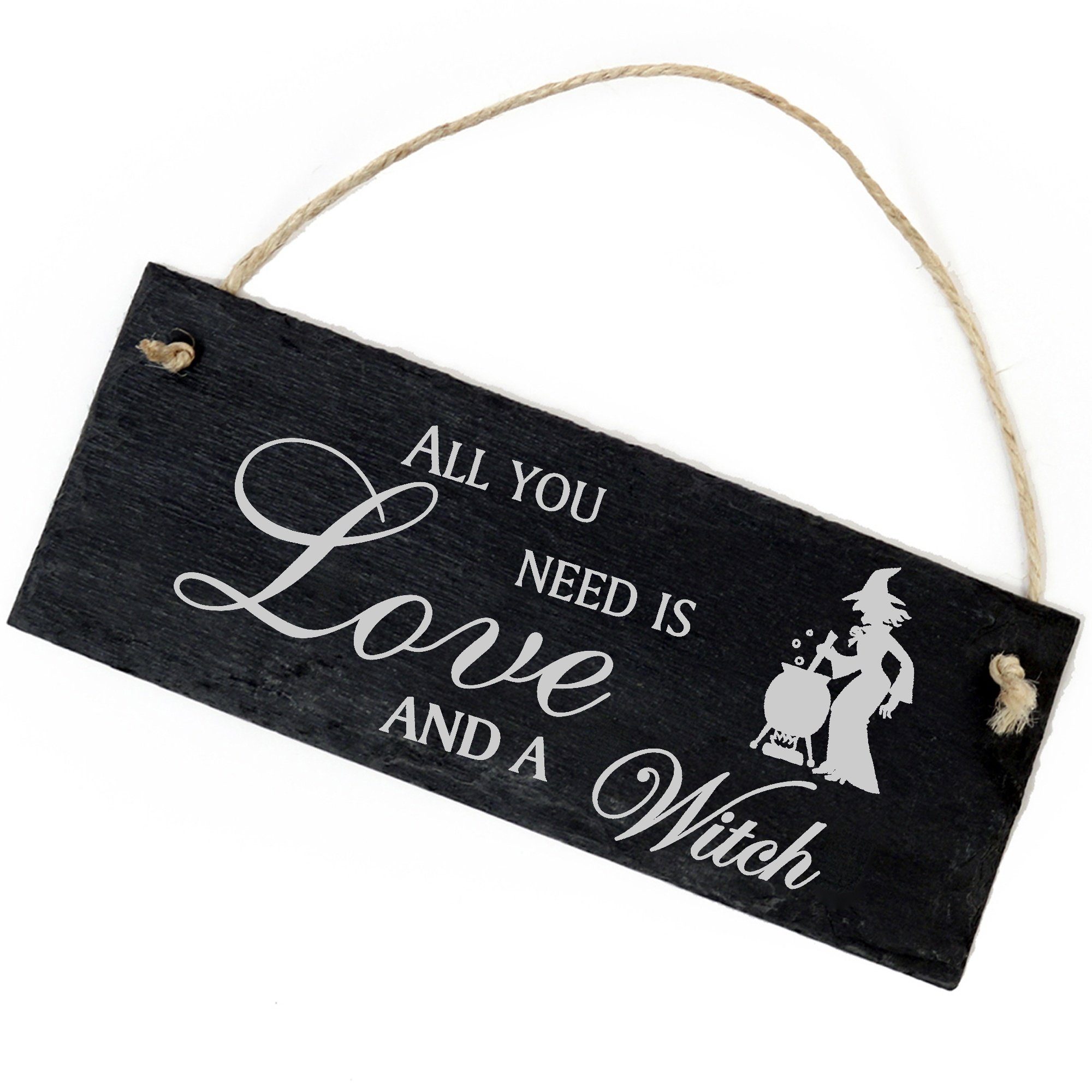 Dekolando Hängedekoration Hexe am Kessel 22x8cm All you need is Love and a Witch
