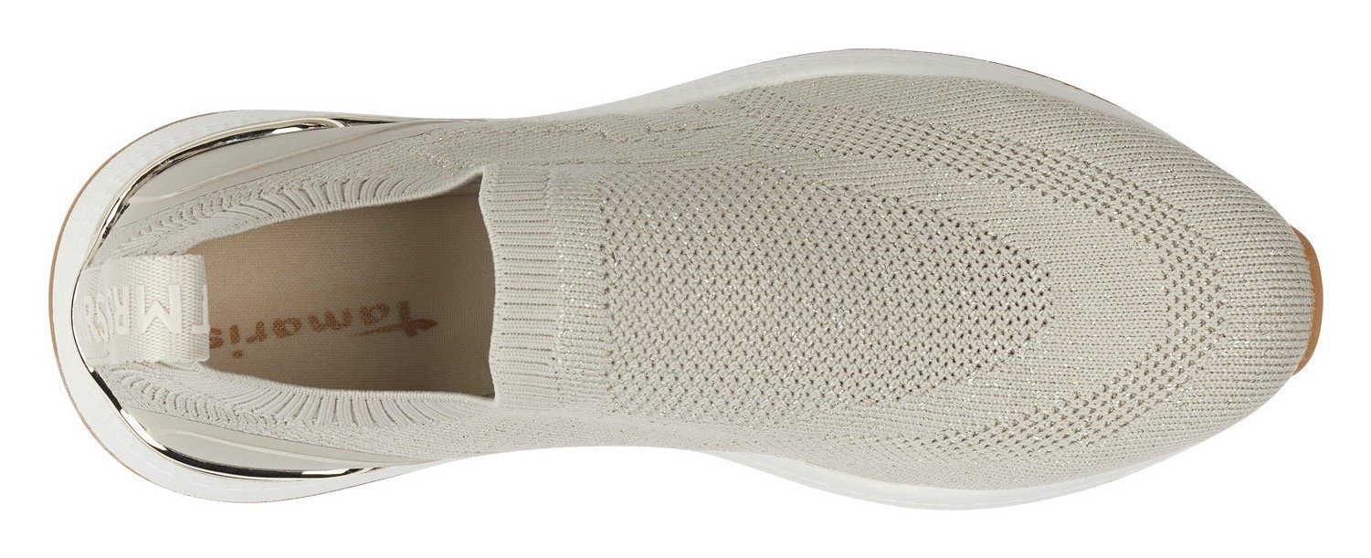sand-metallic Wechselfußbett Sneaker Slip-On Tamaris mit