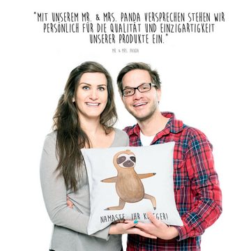 Mr. & Mrs. Panda Dekokissen Faultier Yoga - Weiß - Geschenk, Motivkissen, Faultiere, Namaste, De