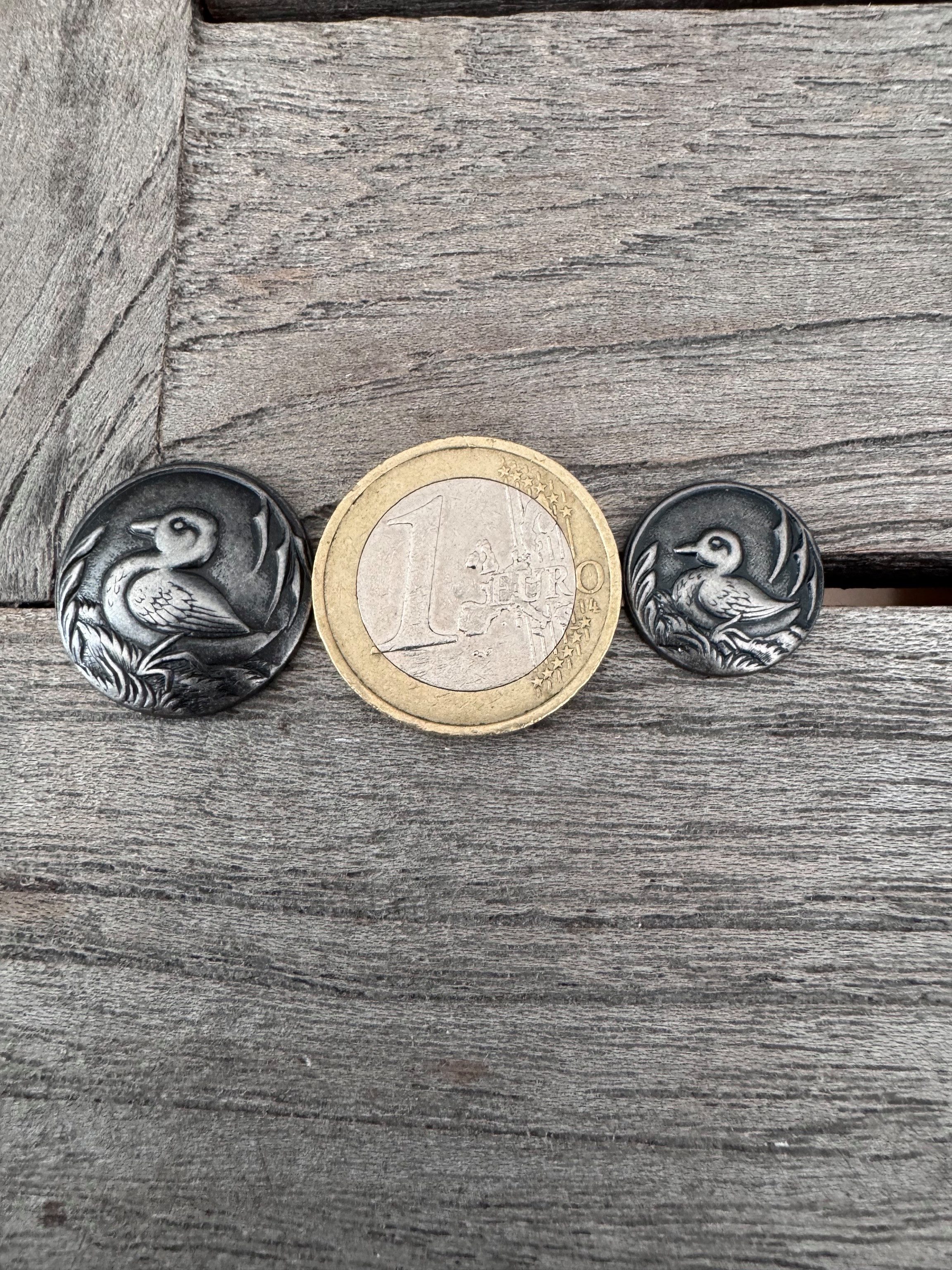 Hartmann-Knöpfe Knopf 1 Set (10 Stück) süße Ente altsilber Metallknöpfe 15mm oder 20mm