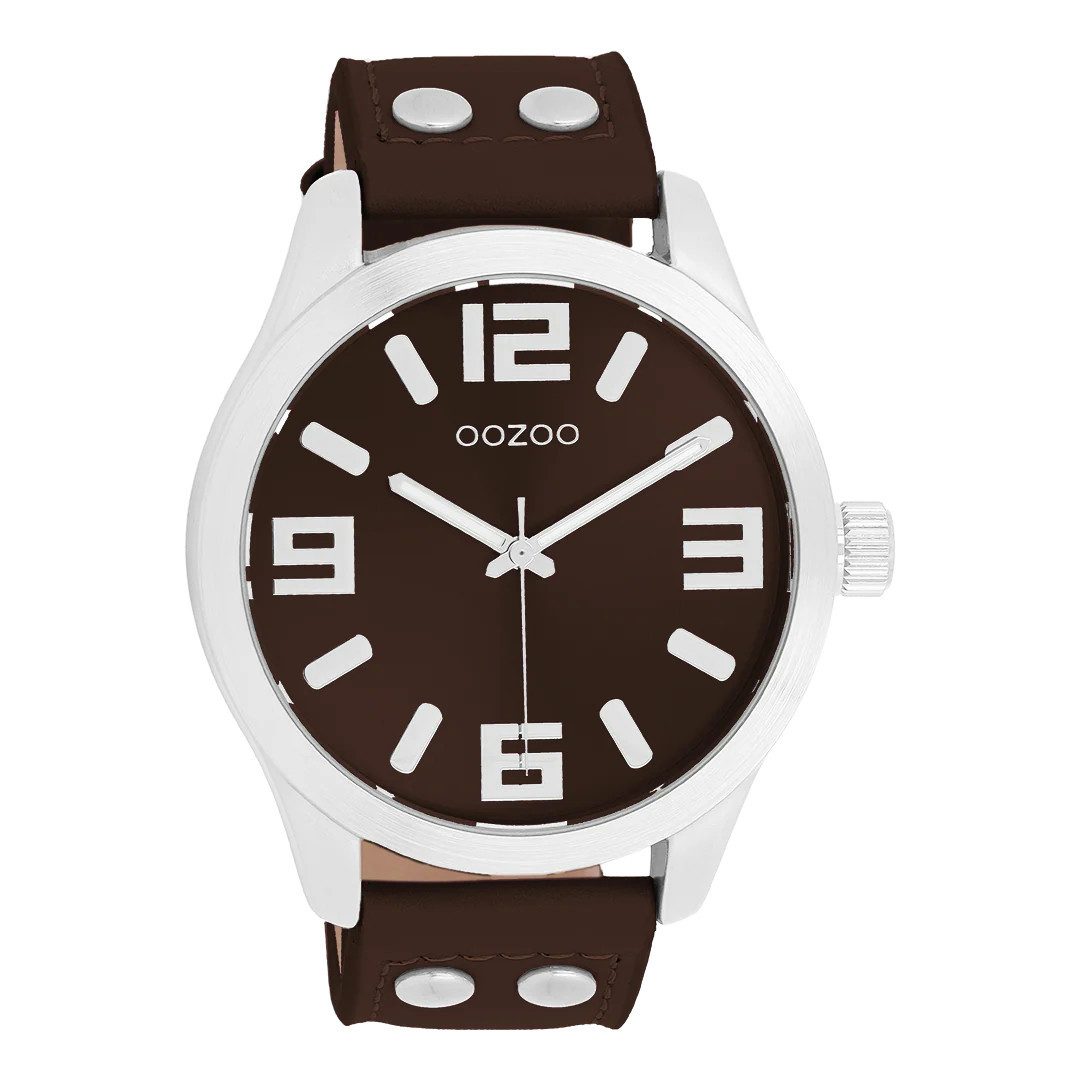 Quarzuhr Armbanduhr C11651 – schokobraunes Design, Lederband, moderne Uhr 46 mm