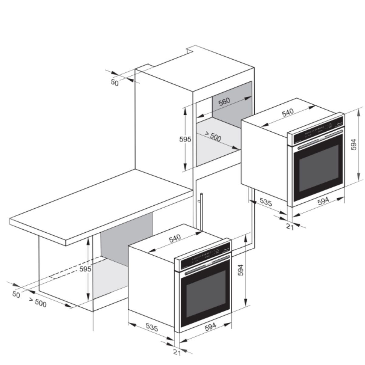 Kaiser Küchengeräte Backofen-Set Kaiser Empire Retro Küchenset Schwarz A6315+EH6355+KG6325, Katalytische, Haube, Gasherd, Backofen-Set