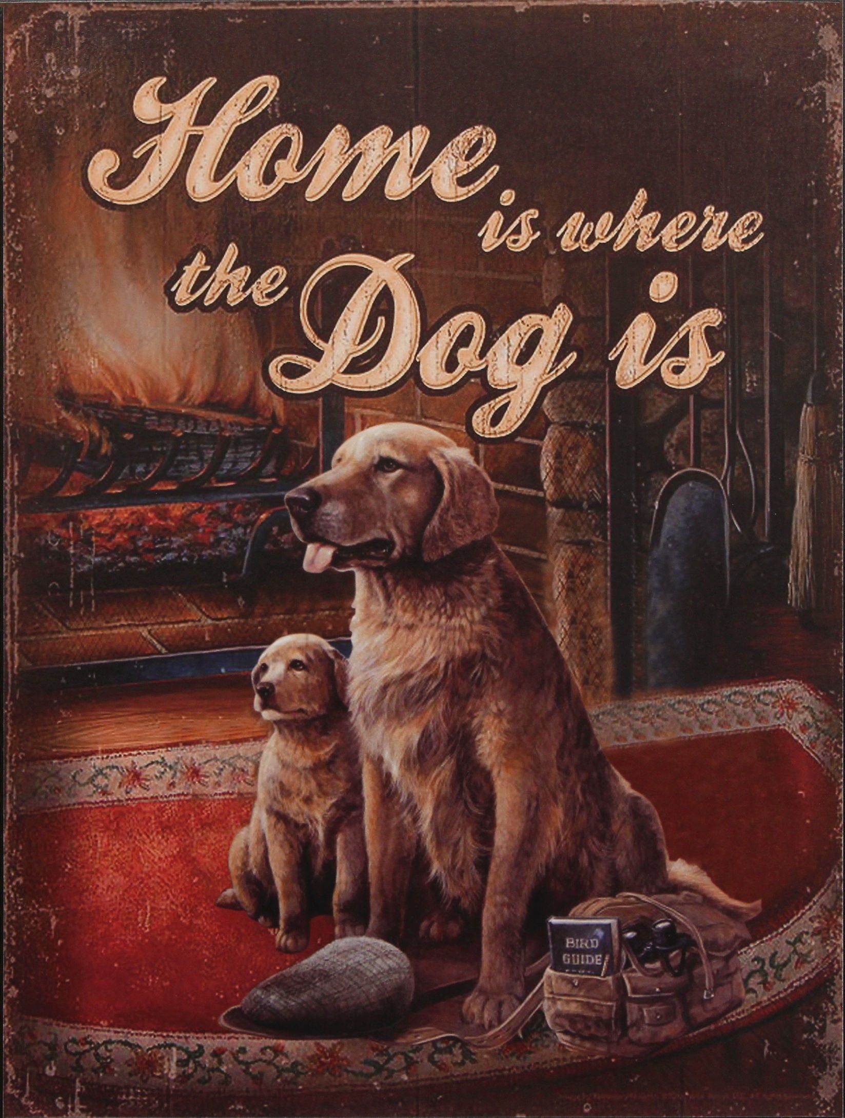 Metallschild Blechschild Home is where the Dog is