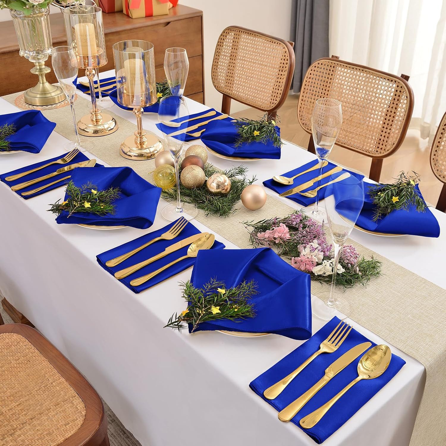 Bextsrack Stoffserviette Satin-Servietten, quadratische weiche Tischservietten, 48 cm x 48 cm, (5 St), Tischdekoration für Hochzeiten, Bankette, Partys, Weihnachten, Neujahr