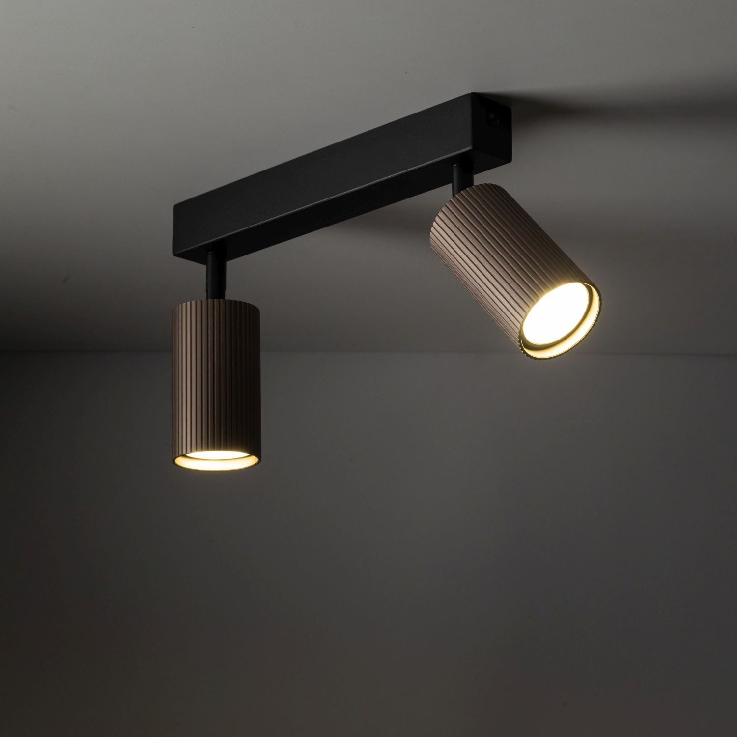 Licht-Erlebnisse Deckenstrahler BRAYDEN, ohne Leuchtmittel, Metall verstellbar Schwarz Braun GU10 2-flammig länglich Modern