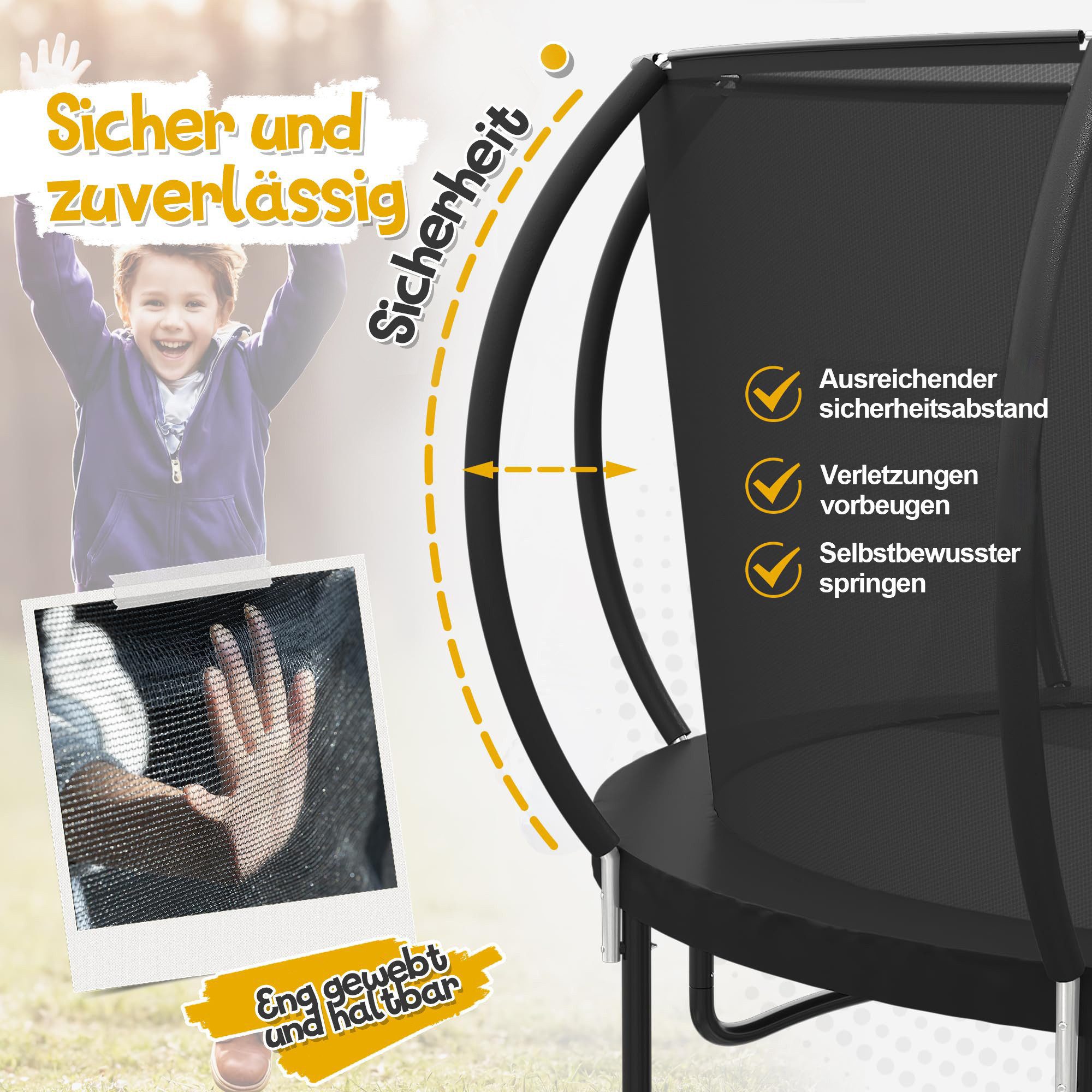 HOMALL Gartentrampolin Trampolin,Kindertrampolin mit Sicherheitsnetz und Leiter, Ø 228 cm, Ø305/366/427cm,gepolstertes Gestell,150kg,Schutzranabdeckung