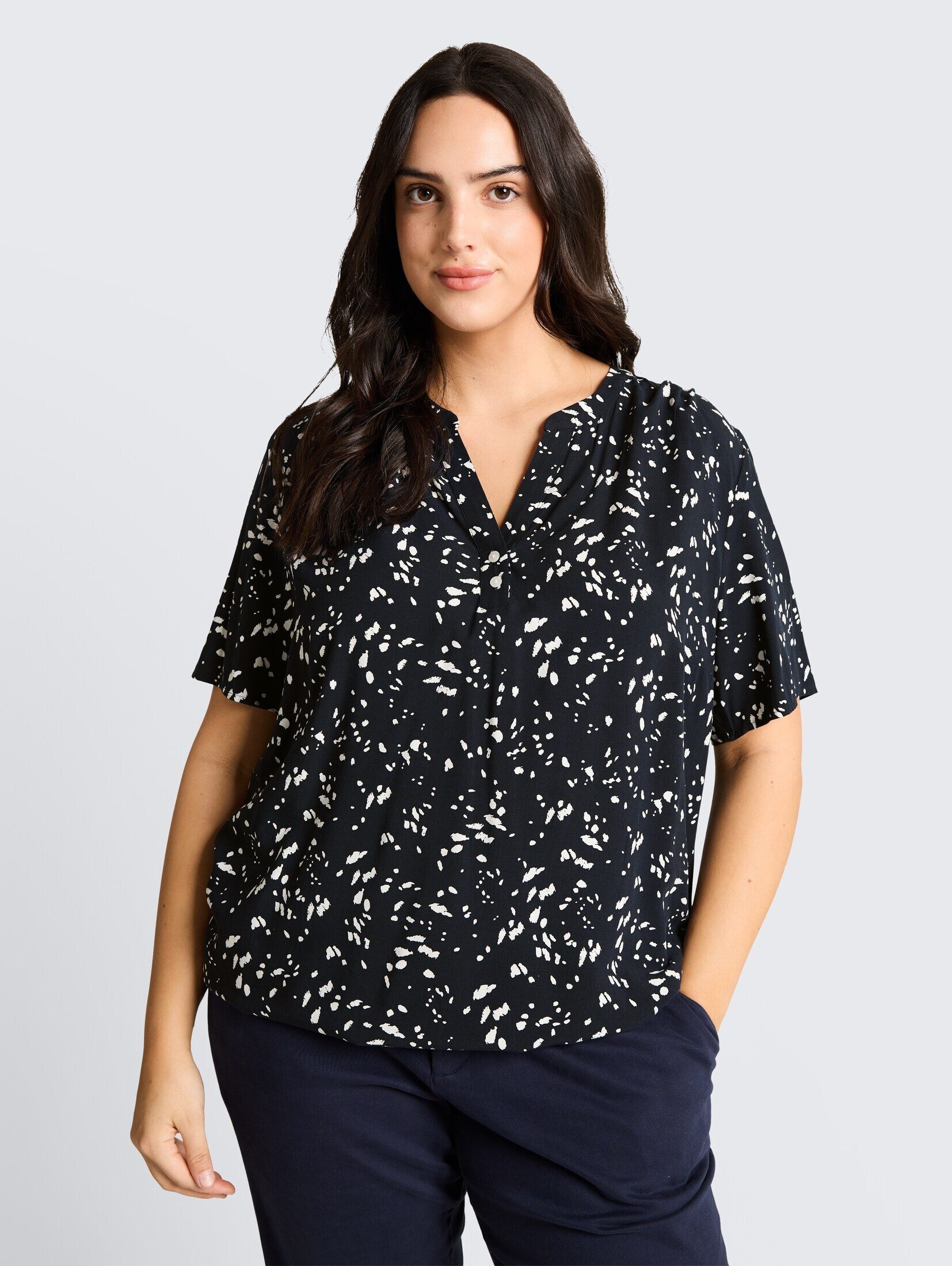 TOM TAILOR PLUS Kurzarmbluse Blusen & Shirts Plus Size - Bluse mit Muster