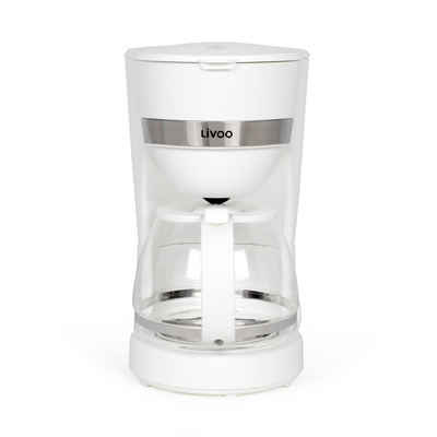 LIVOO Filterkaffeemaschine Kaffeemaschine mit Permanentfilter 12 Tassen DOD200W weiß
