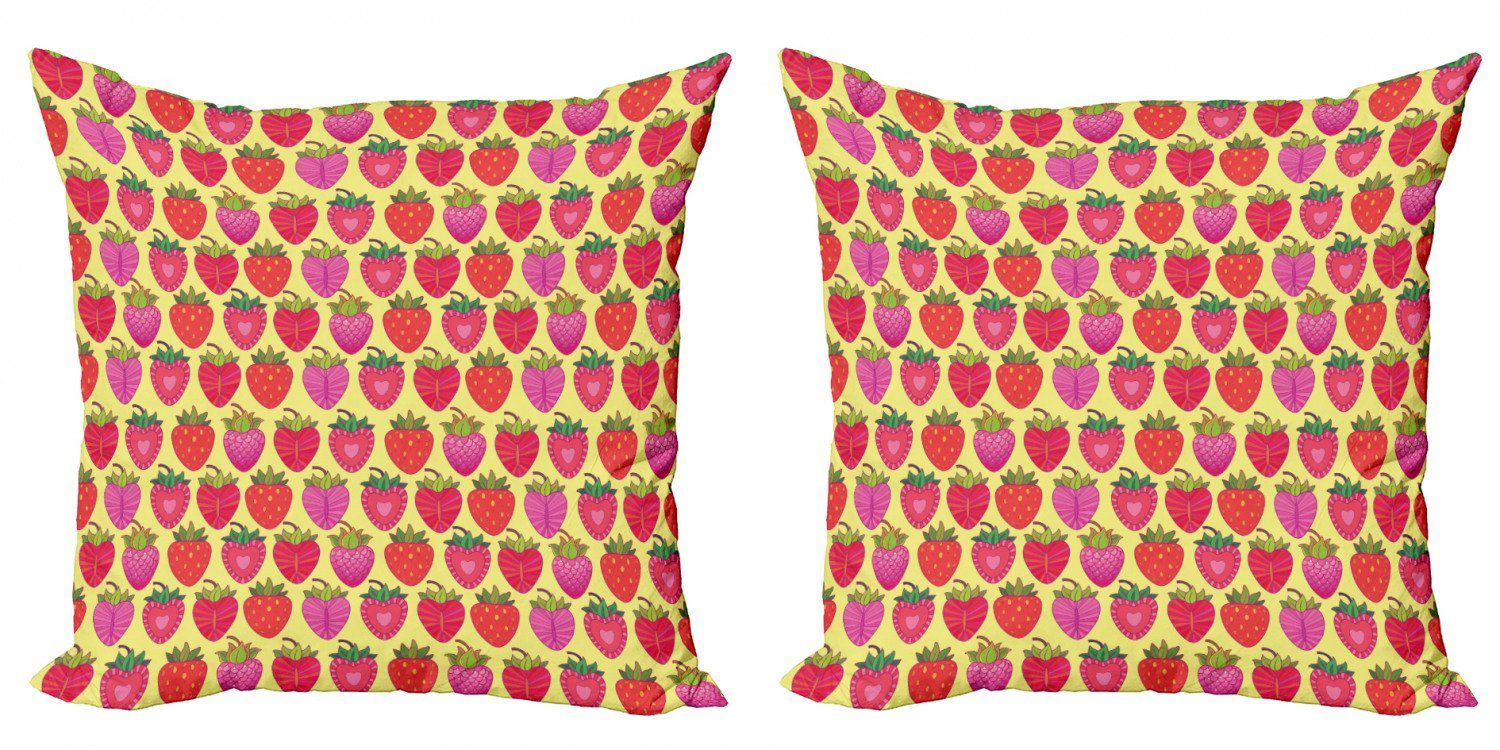 Kissenbezüge Modern Accent Doppelseitiger Digitaldruck, Abakuhaus (2 Stück), Erdbeere Berry Scheiben Motiv