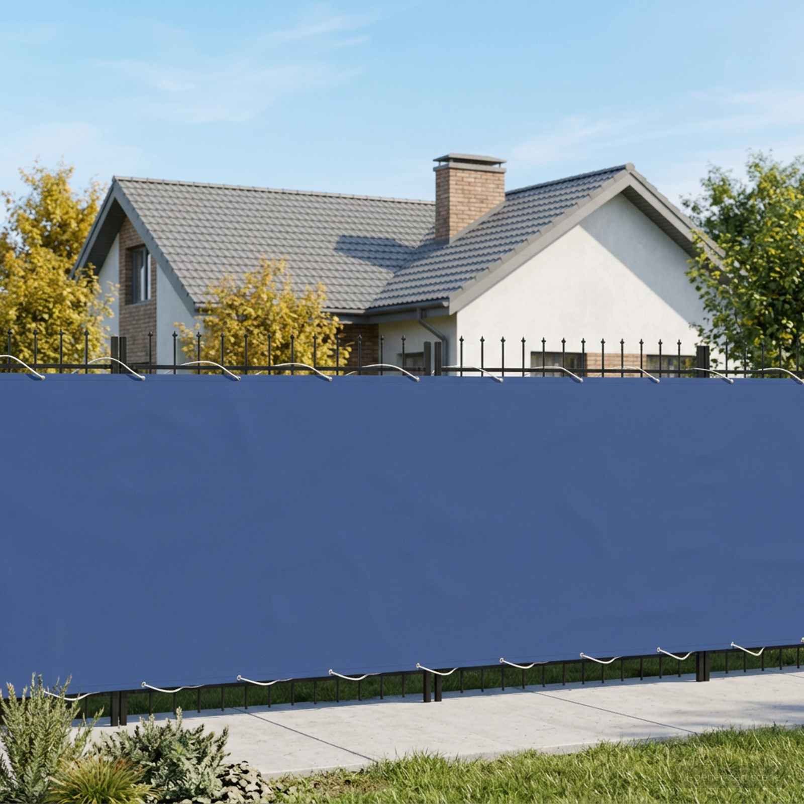 vidaXL Balkonsichtschutz Balkon Sichtschutz 180 x 300 cm Stoff mit PU-Beschichtung Blau (1-St)