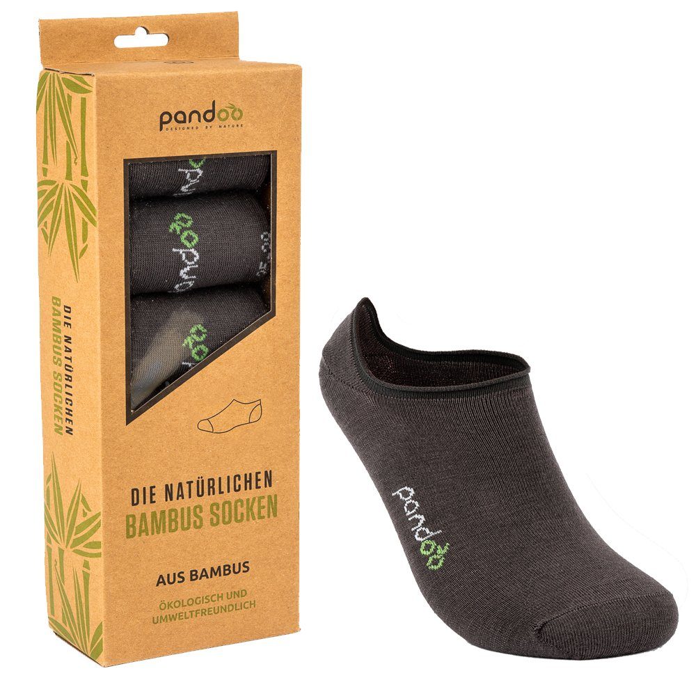 pandoo Kurzsocken Füßlinge, Knöchelsocken, Kurzsocken, 6er Pack - Viskose (Bambus Zellstoff) Grau