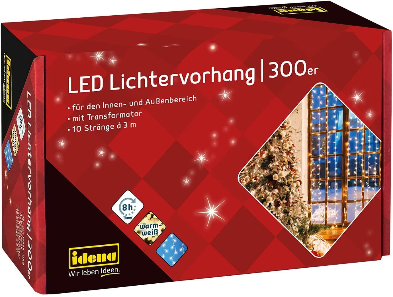 Idena LED-Lichterkette »Idena - LED-Lichtervorhang warm-weiß - 300er - mit  Transformator und Timerfunktion«, mit Timerfunktion, für Innen & Außen  online kaufen | OTTO