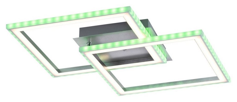 Leuchten Direkt Deckenleuchte FELIX60, LED fest integriert, warmweiß -  kaltweiß, LED, CCT - über Fernbedienung, RGB-Rainbow, Infrarot inkl.,  dimmbar, LED-Deckenleuchte aus Metall in silbergrau
