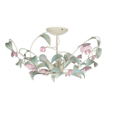Licht-Erlebnisse Deckenleuchte »SUMMER«, ohne Leuchtmittel, Deckenlampe Weiß Rosa Metall Floral Küche Esszimmer Lampe