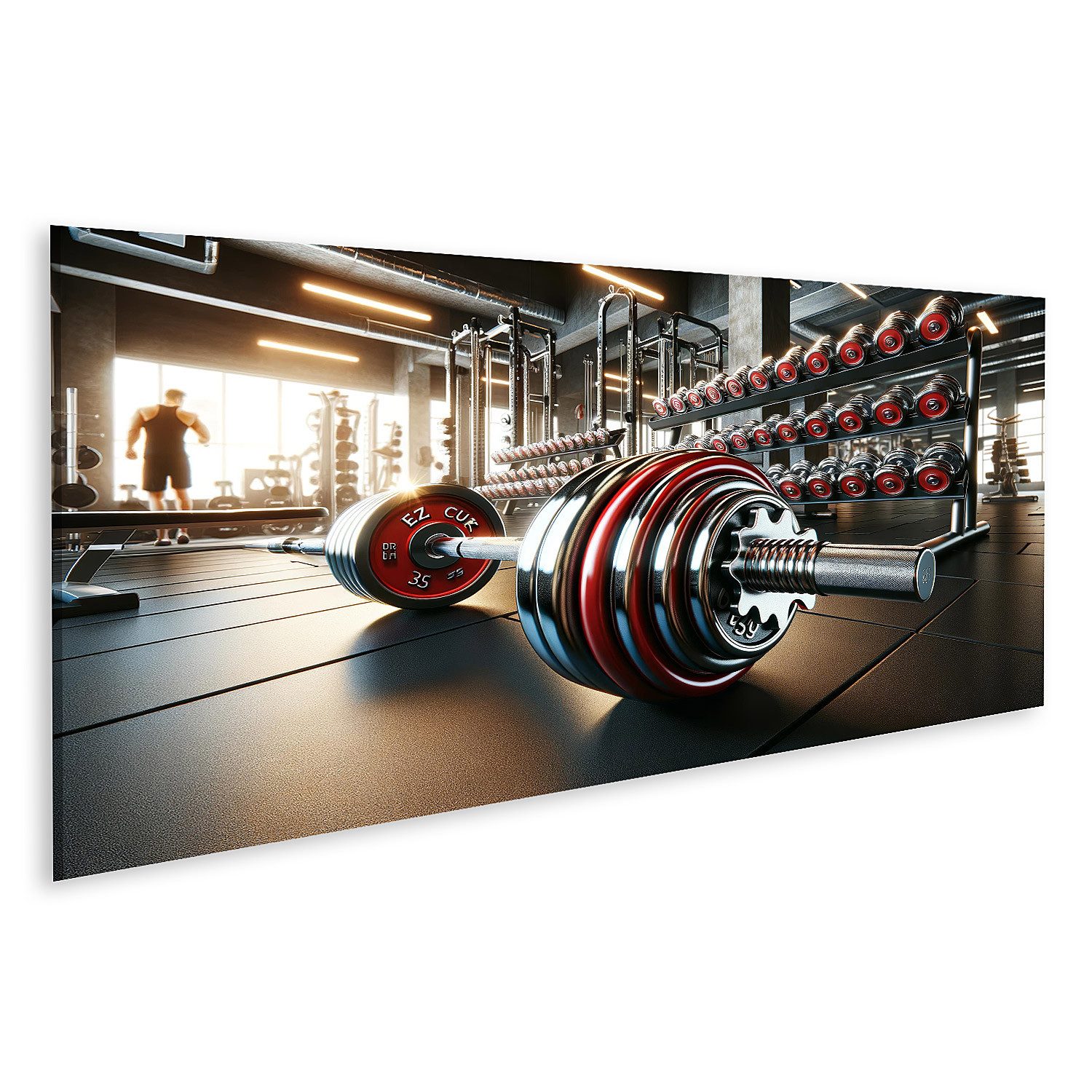 Leinwandbild Kraftvolle Stille im Hantelraum Fitness Studio Gym Bilder