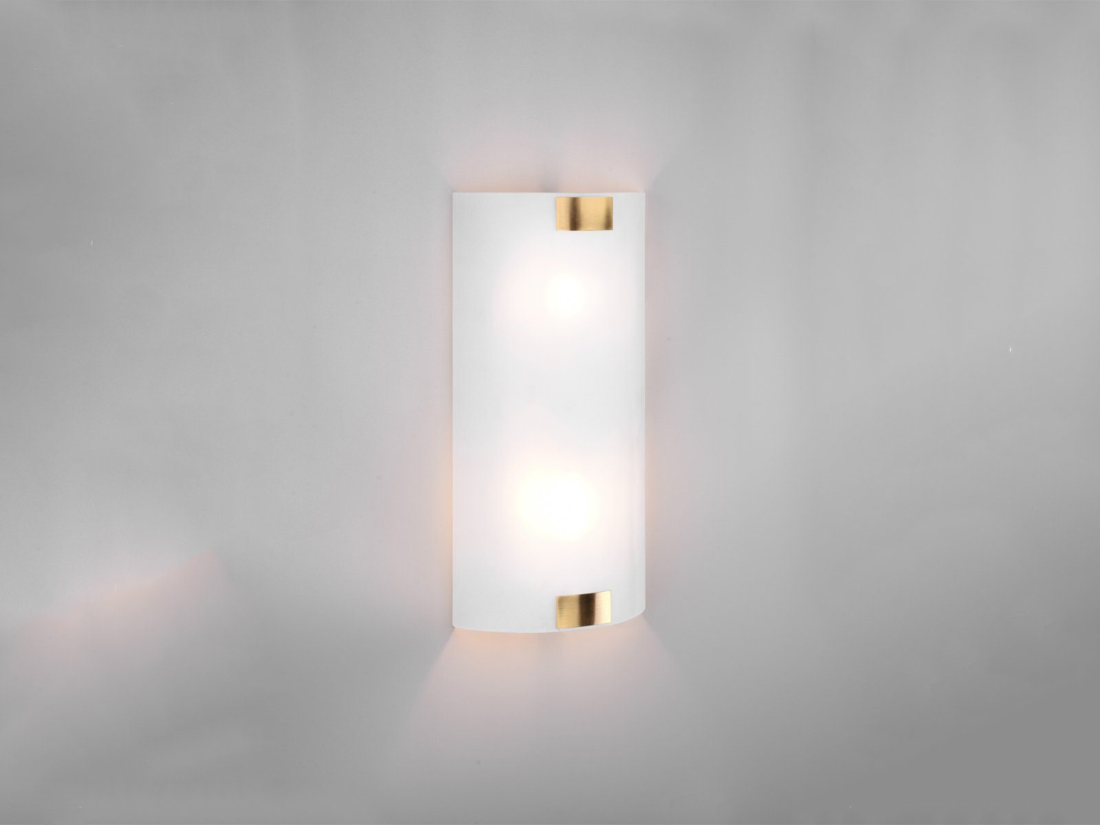 meineWunschleuchte LED Wandleuchte, LED wechselbar, Warmweiß, innen flach Lampenschirme Glas für Treppenhaus Designklassiker, H 40cm Weiß Gold