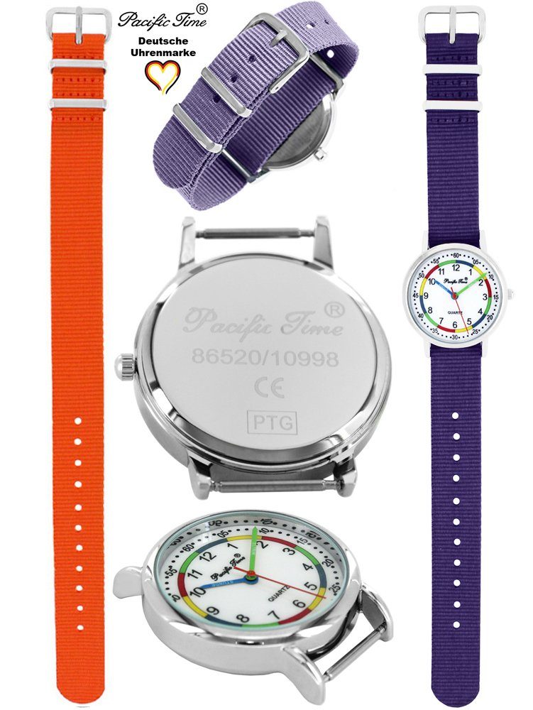 Kinder First - Time Design Match und violett und Pacific Versand Gratis Lernuhr Wechselarmband, orange Mix Armbanduhr Quarzuhr Set