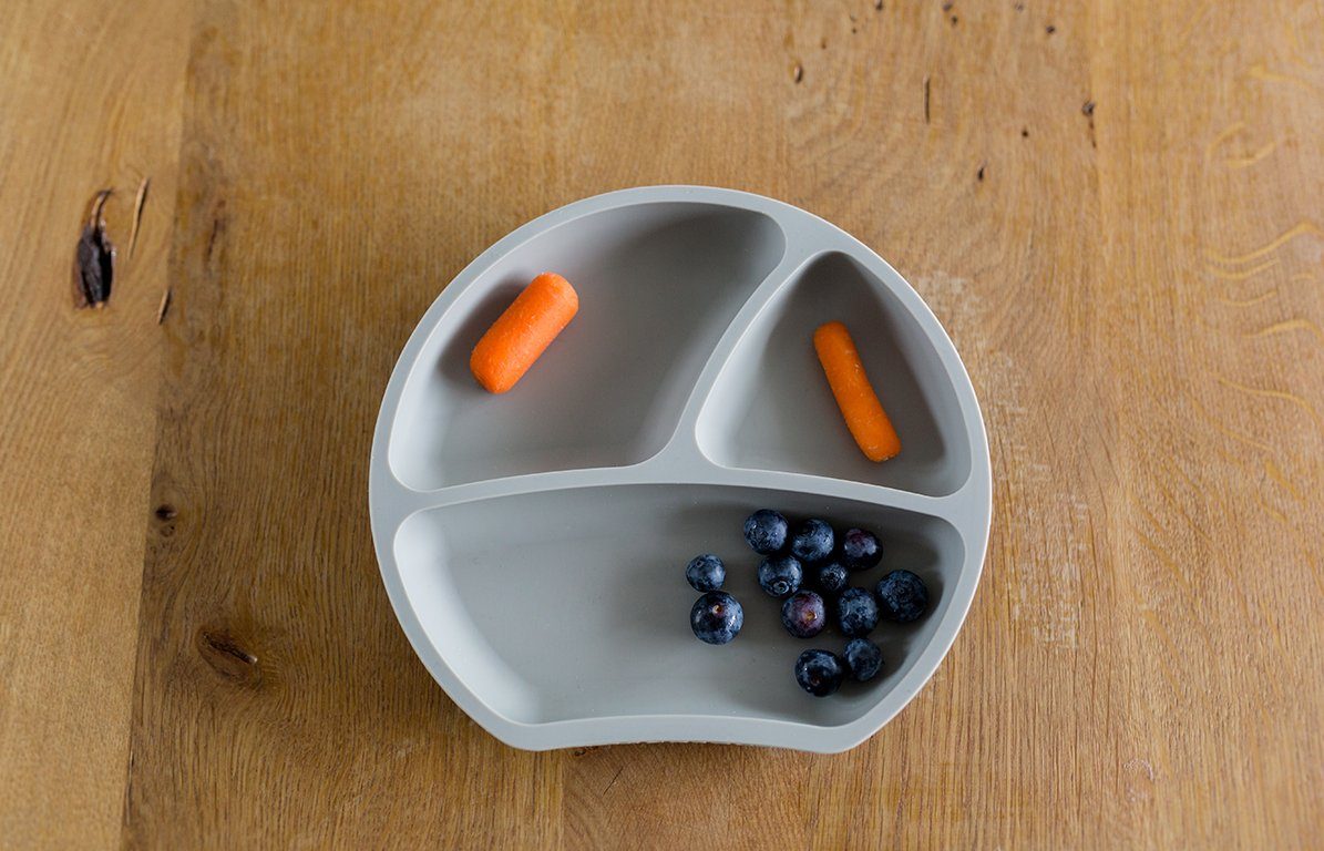 KINDSGUT Kindergeschirr-Set Teller (1-tlg), Silikon, umweltfreundliches Silikon, Hellgrau