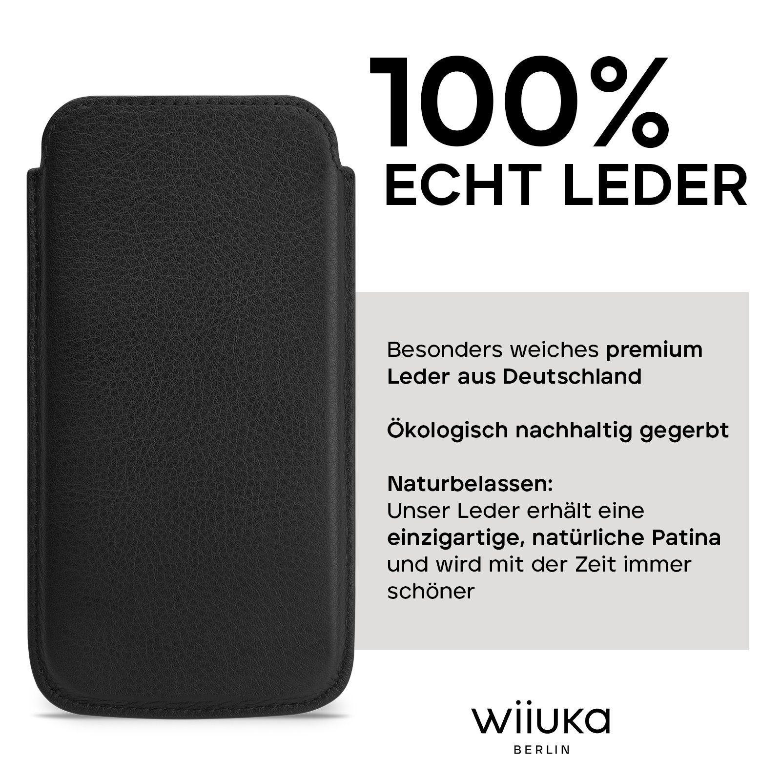 wiiuka Handyhülle sliiv Hülle für iPhone 13 mini, Tasche Handgefertigt - Echt Leder, Premium Case