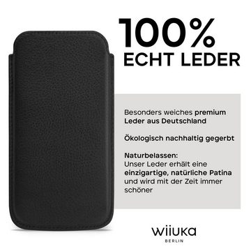 wiiuka Handyhülle sliiv Hülle für iPhone 15 Plus, Tasche Handgefertigt - Echt Leder, Premium Case