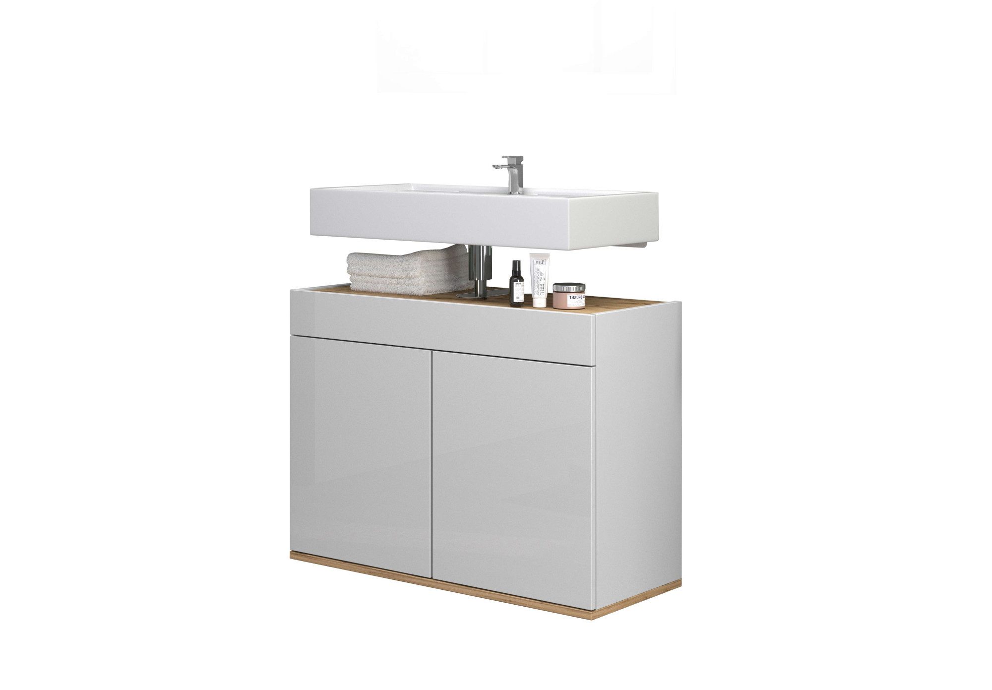 welltime Waschbeckenunterschrank Garda (1-St) Made in Italy, Fronten Hochglanz lackiert, viel Saturaum