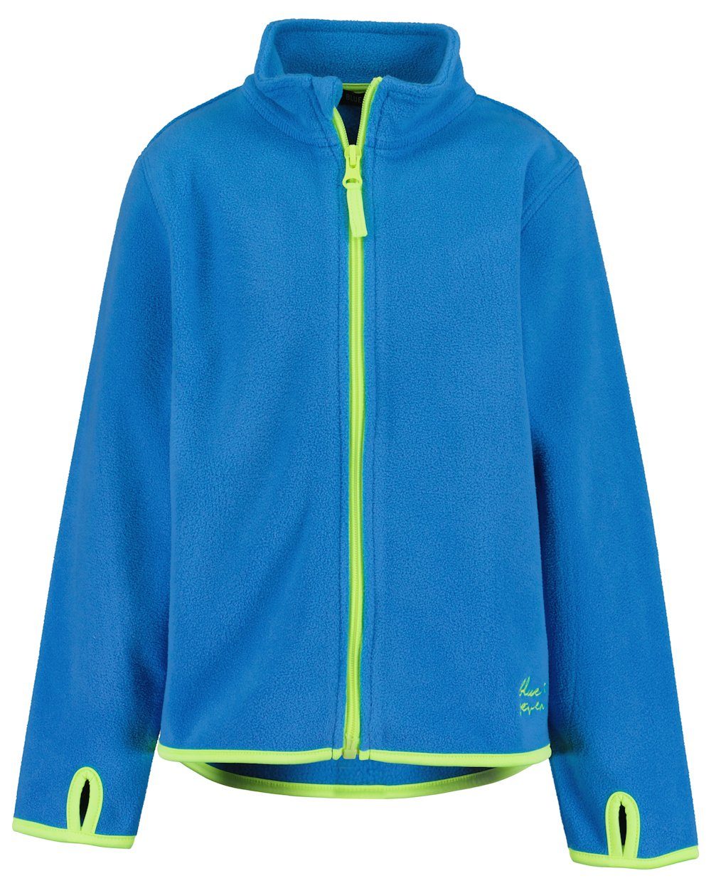 Blue Seven Fleecejacke Blue Seven Fleecejacke Jacke Stehkragen ikea blue  (kein Set), mit Reißverschluß und Daumenloch, Blue Seven Schriftzug in neon  gestickt