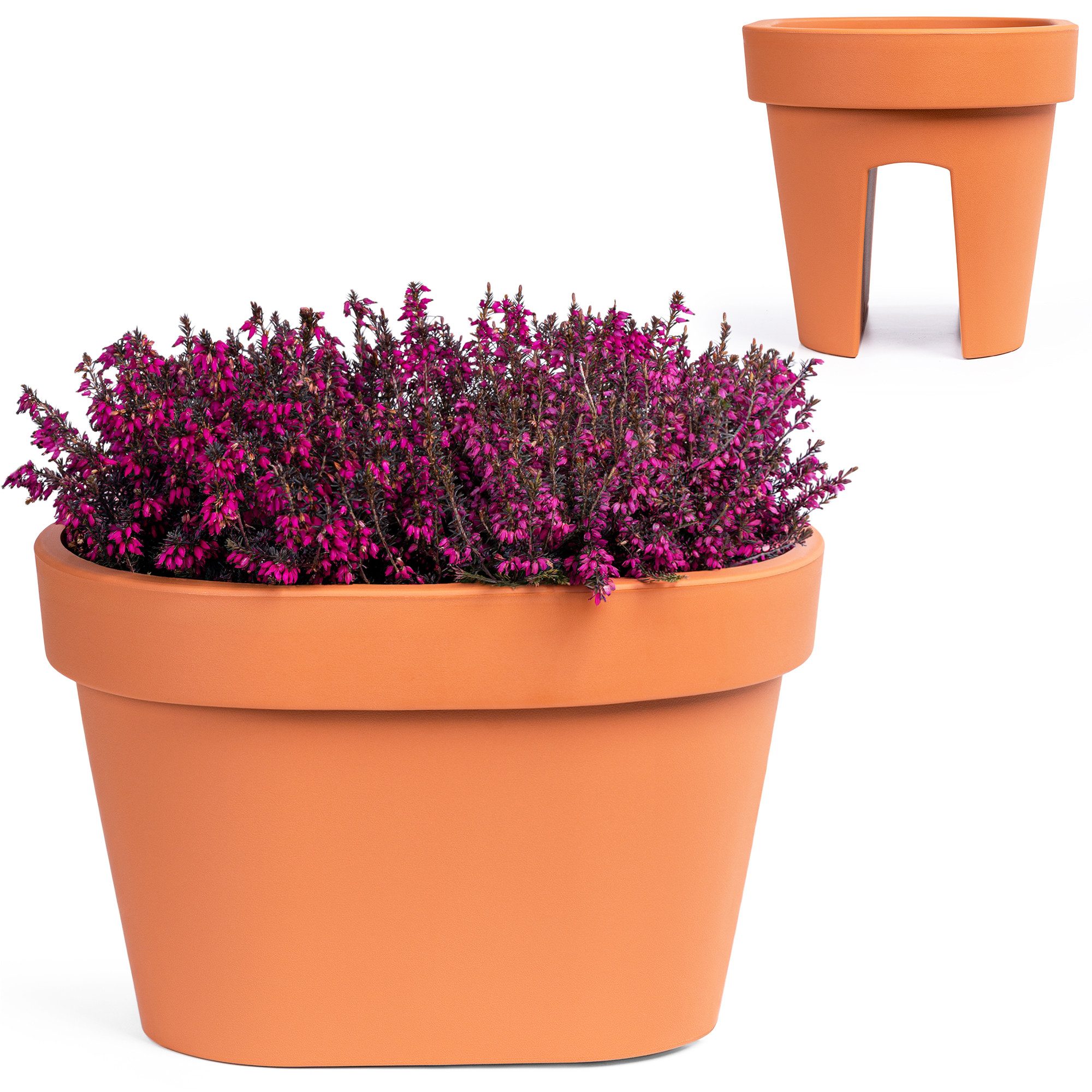 KONZEPT Blumenkasten für Balkongeländer 12,3 L, ca. 40 x 27 cm, Geprägtem Rand, Stapelbar