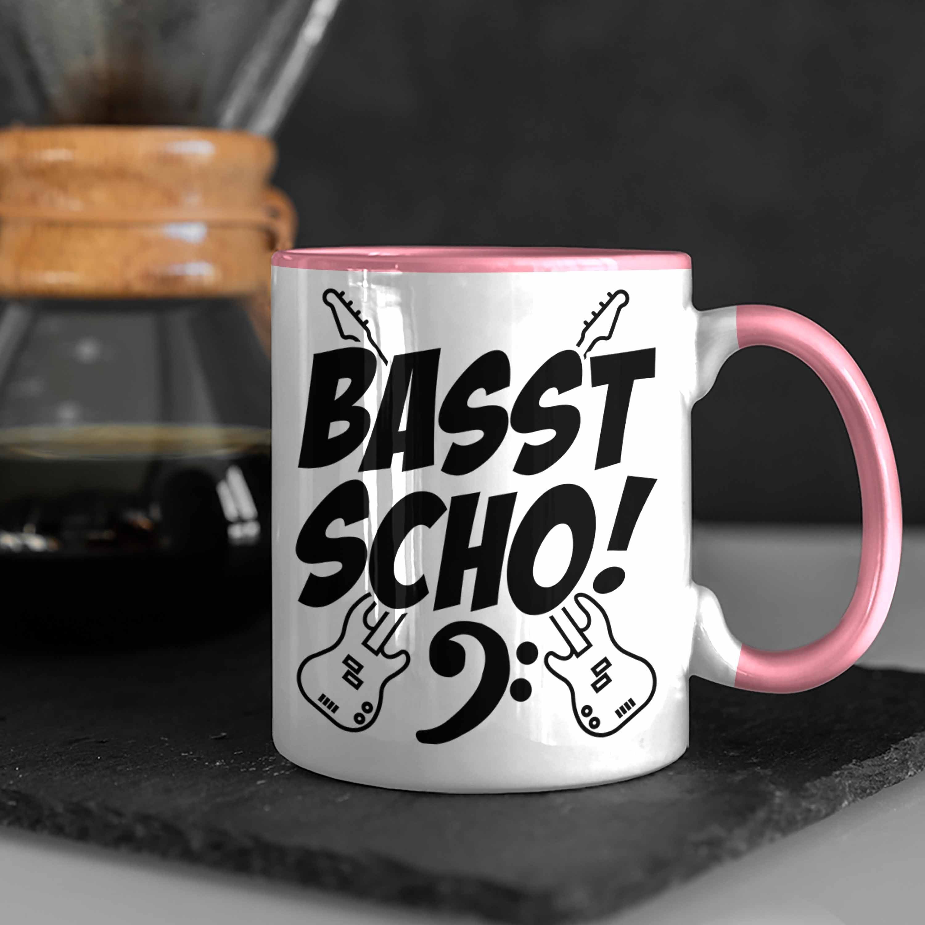 Trendation Tasse Bassist Tasse Basst S Rosa Geschenkidee Geschenk Bass-Spieler Kaffee-Becher