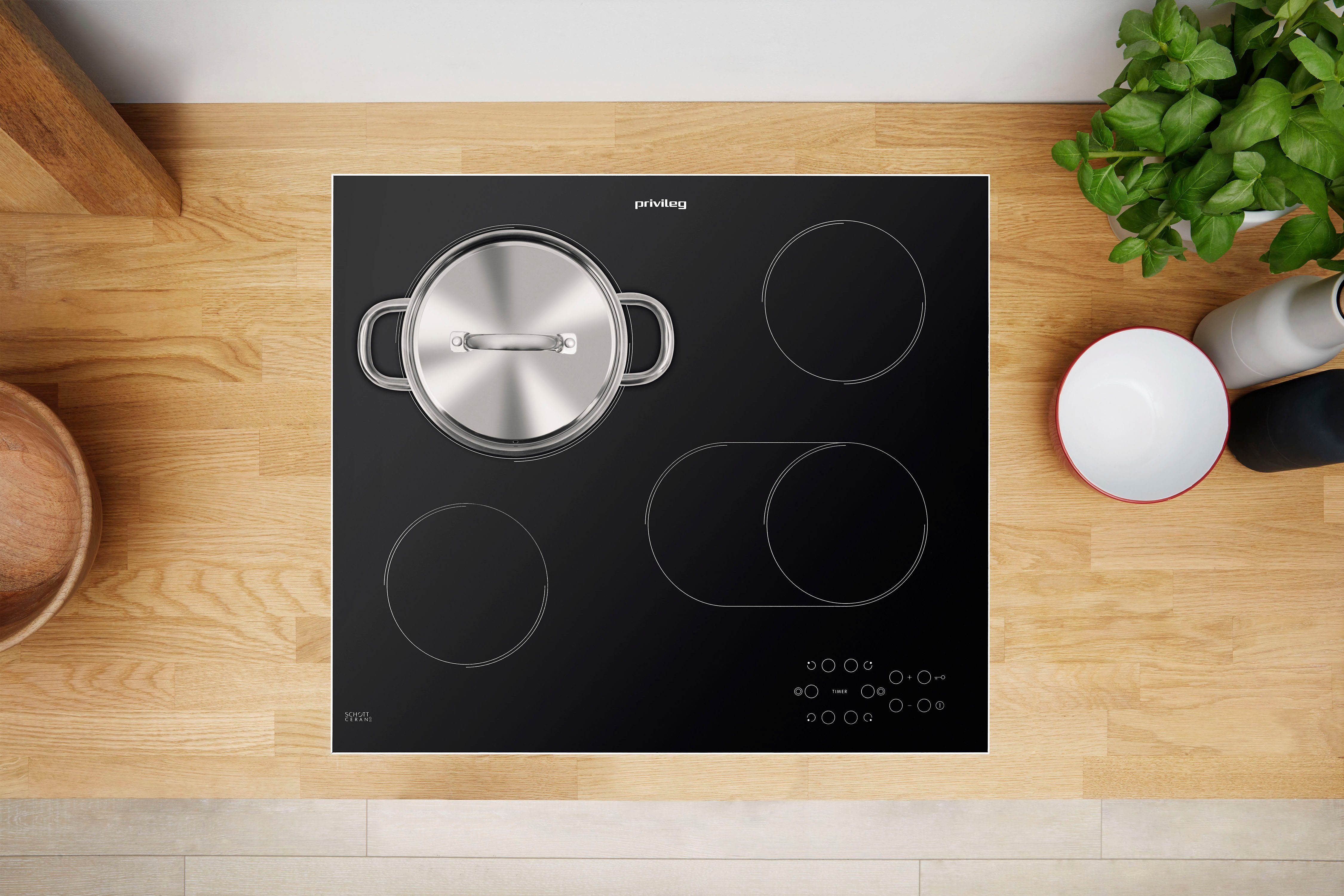 Privileg Backofen-Set BAKO mit Teilauszug, Pyrolyse-Selbstreinigung Turn&Cook 450 BLACK