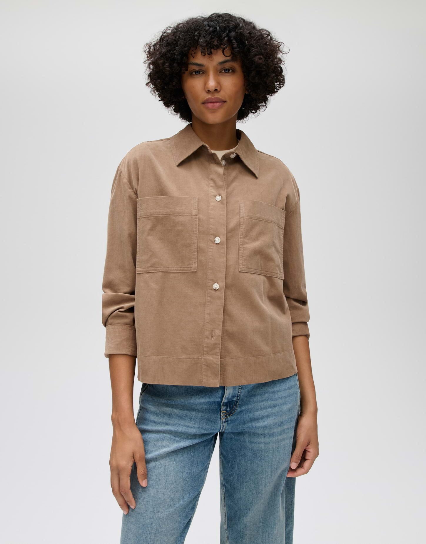 OPUS Langarmbluse Fronna aus weichem Feincord Lockere Passform für stilvolle und bequeme Alltagslooks