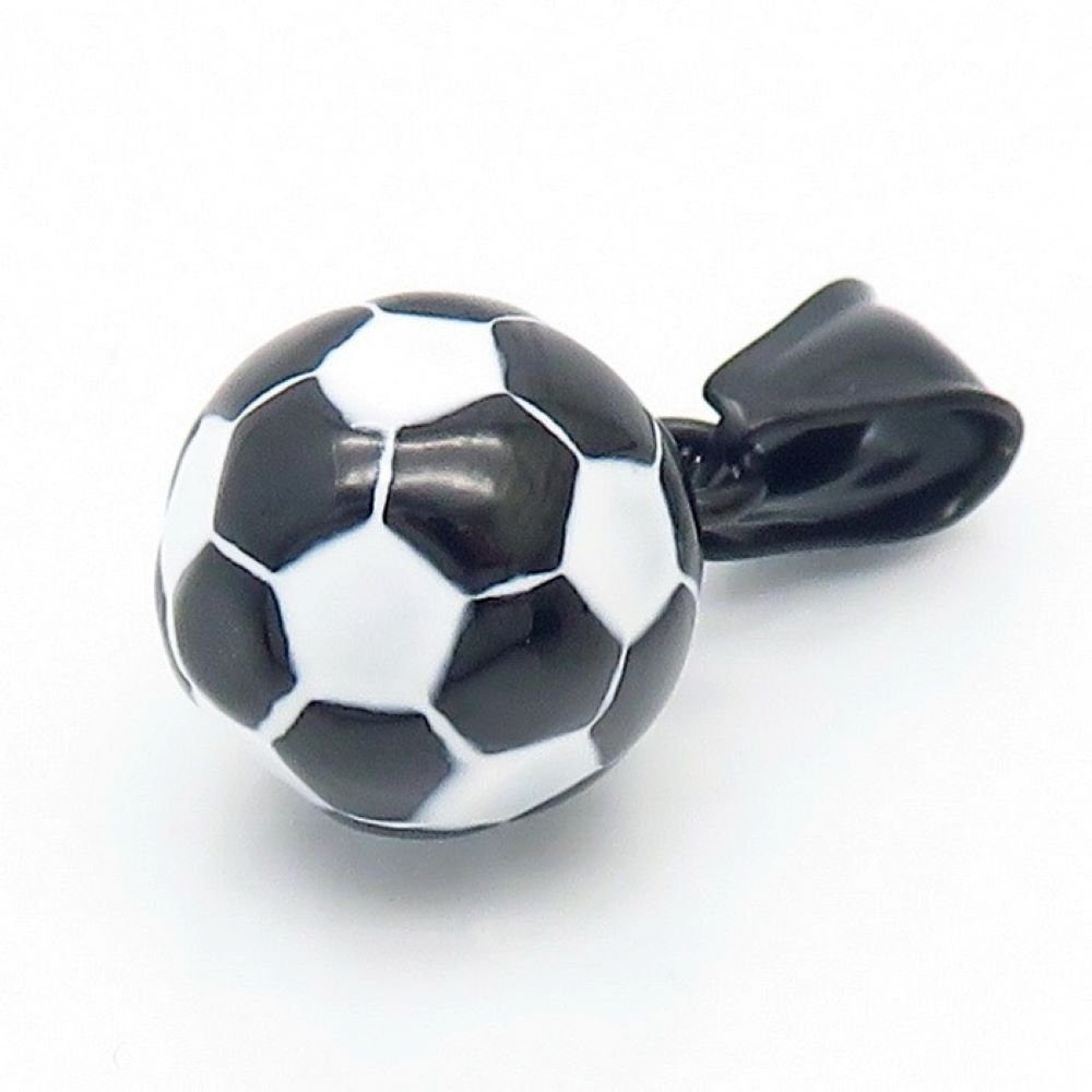 BUNGSA Anhänger Set Anhänger Fußball zweifarbig aus Edelstahl Unisex Schwarz/Weiß (1-tlg), Pendant Halsketten