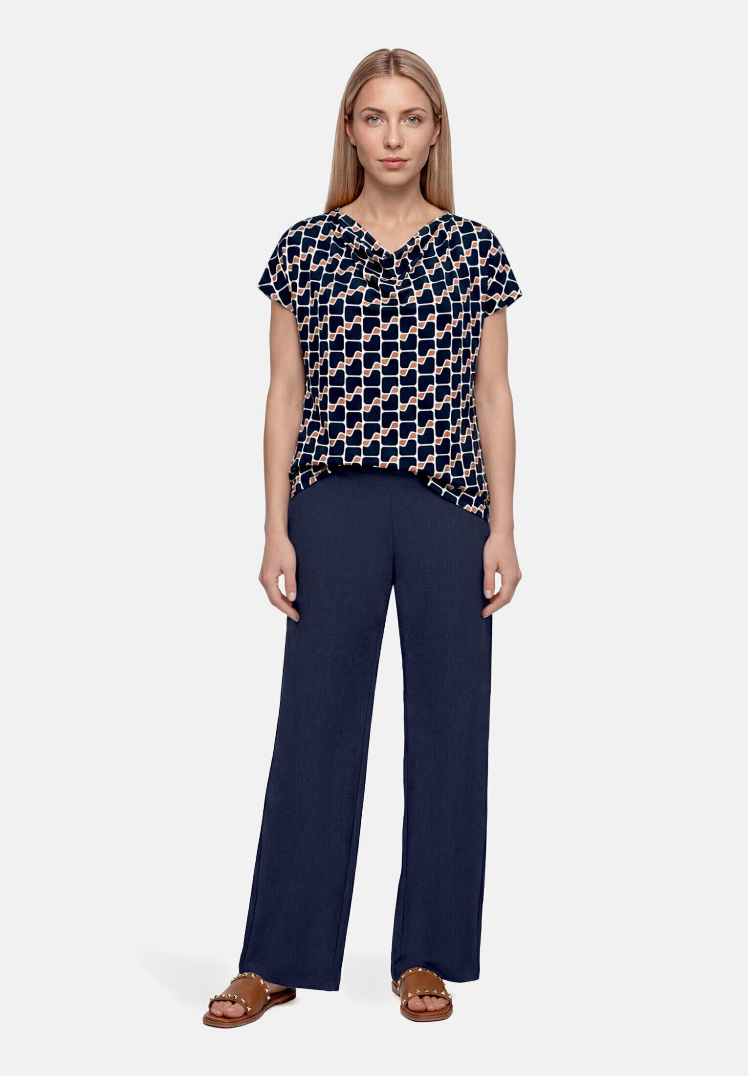 Betty Barclay Kurzarmshirt Damen mit Wasserfallausschnitt (1-tlg)