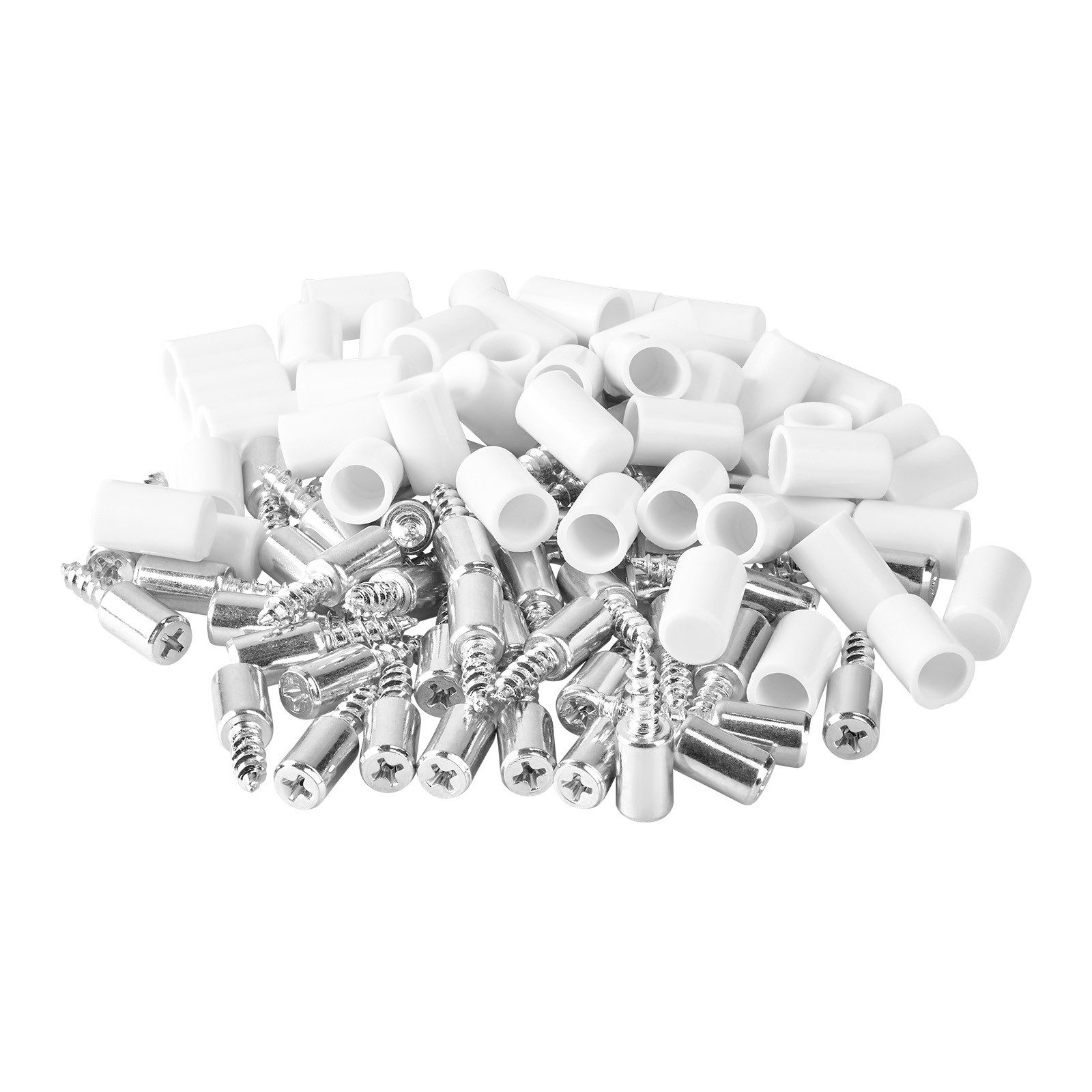 SO-TECH® Möbelbeschlag Fachbodenträger Bodenträger Schraubmontage Ø 7,5 mm, Stahl (50 St), weiß, L 25,5 mm, Gewindelänge 12,5 mm, Kreuzschlitz PH2
